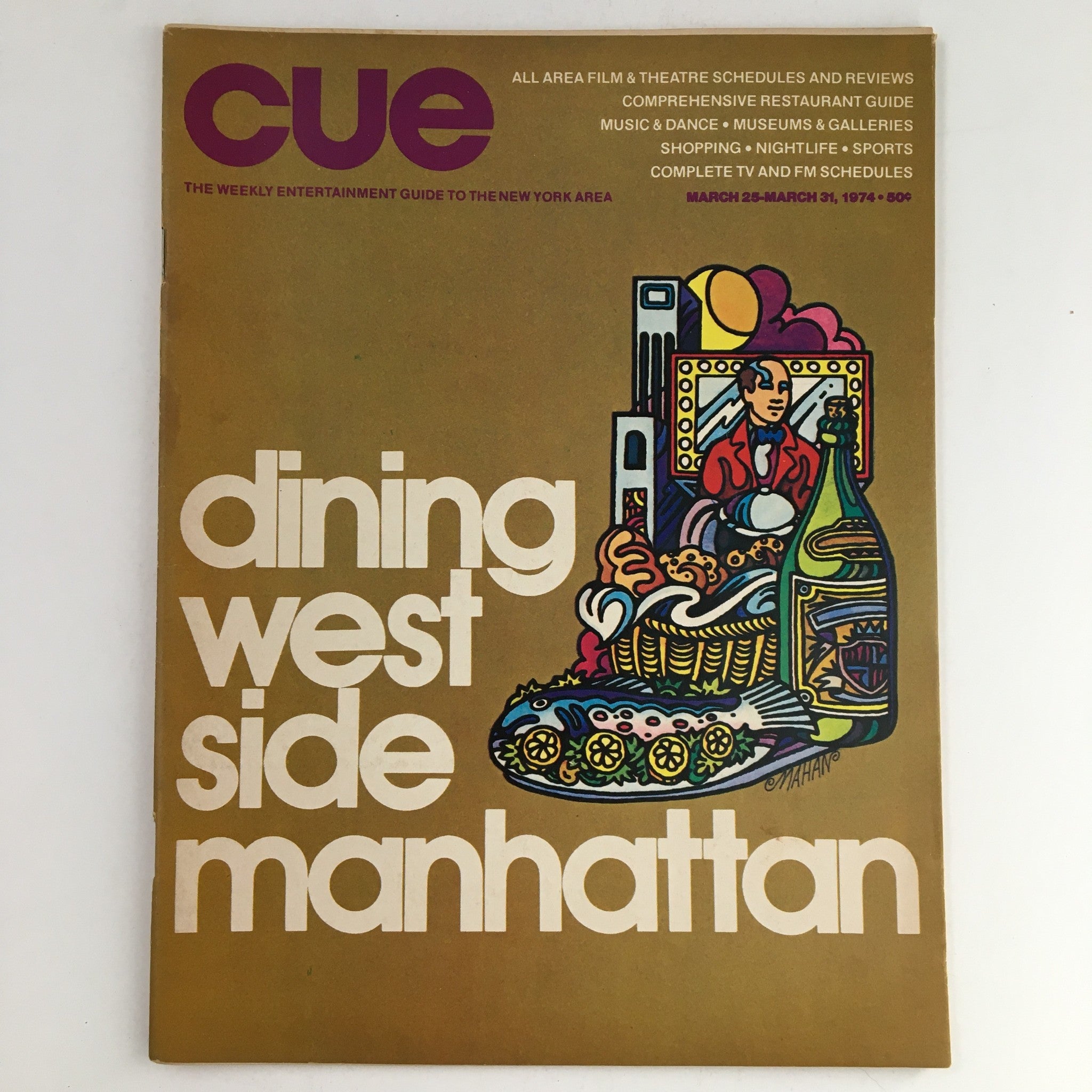 Cue Magazine March 25 1974 Dining in West Side Manhattan, No Label