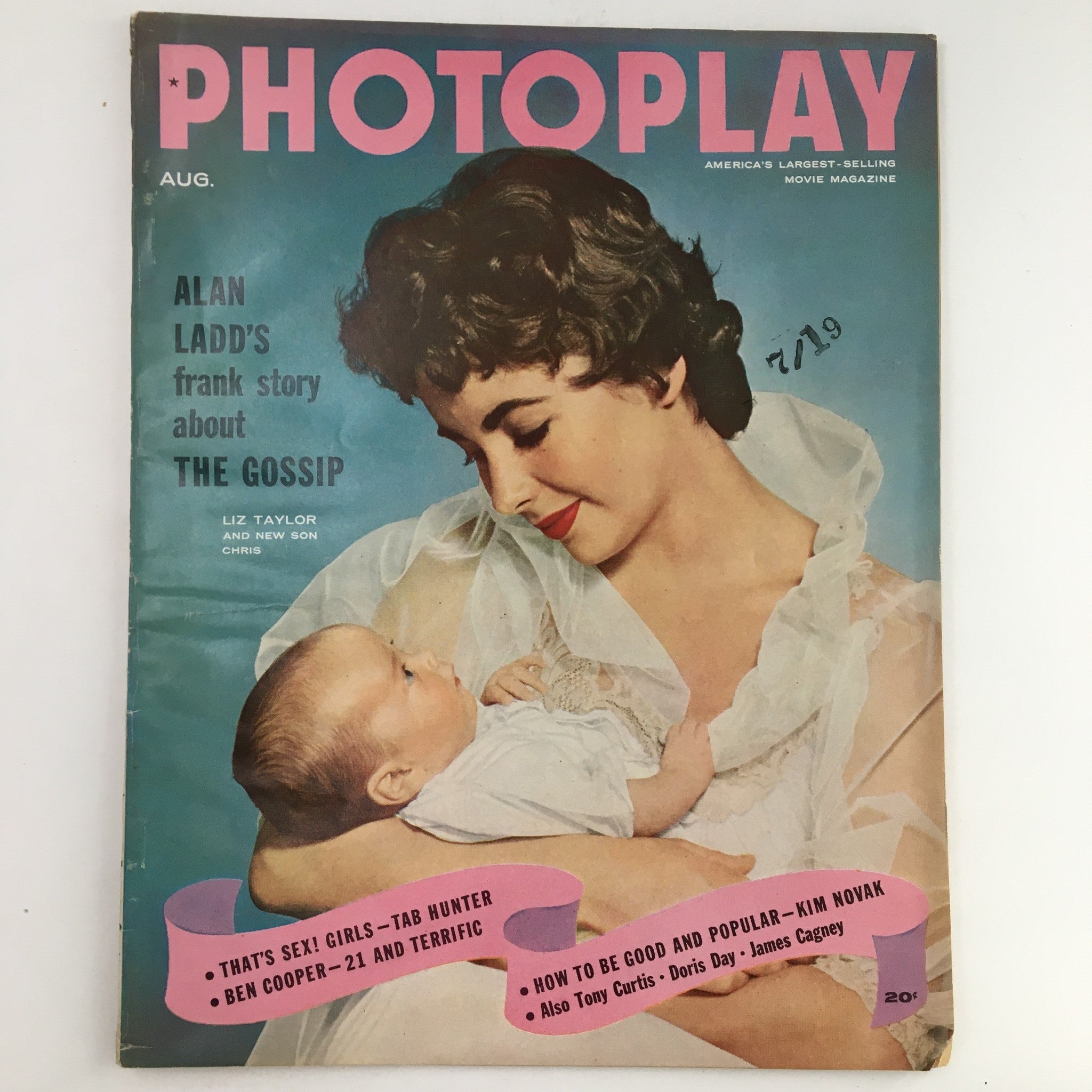 Photoplay Magazine August 1955 Elizabeth Taylor and Son Christopher, No Label