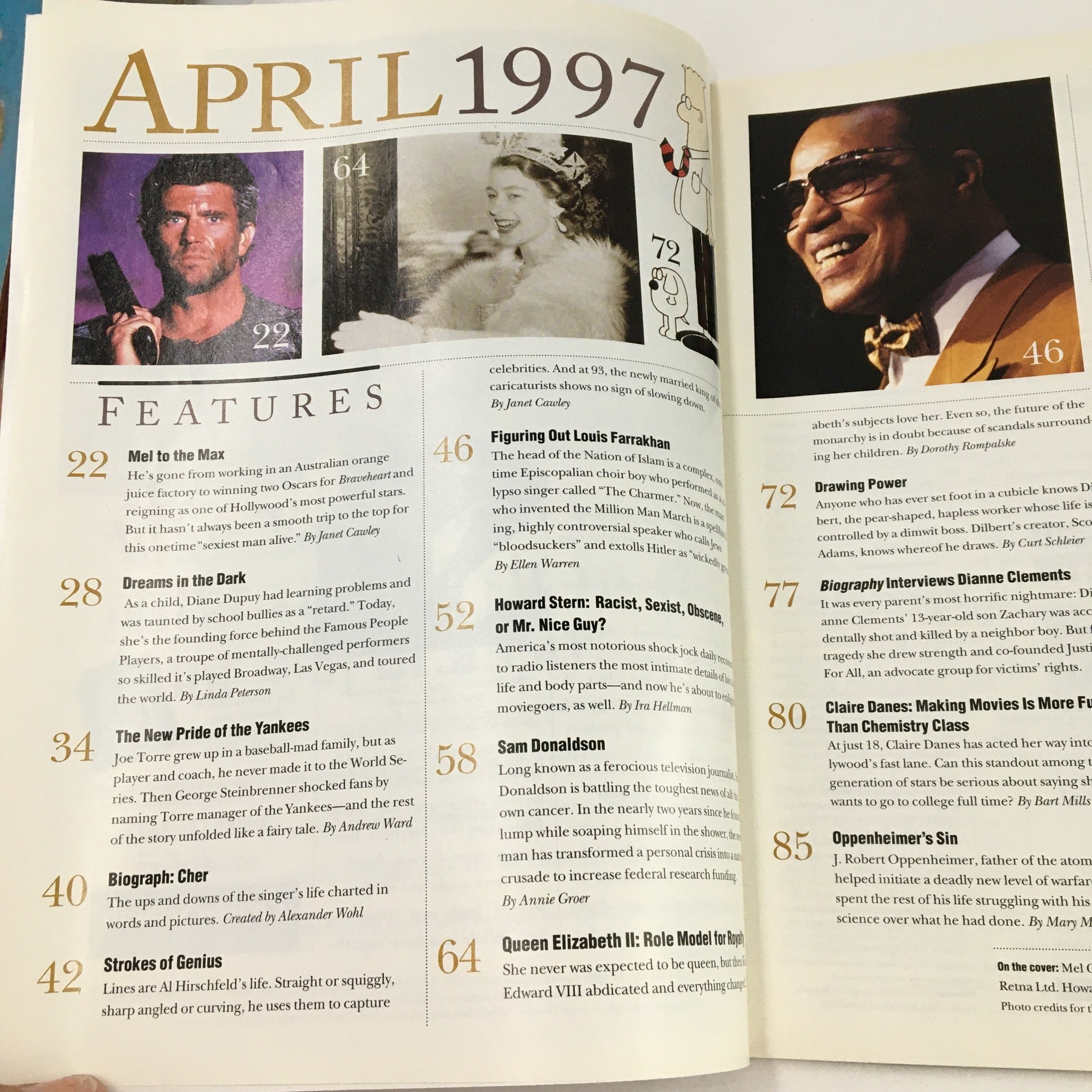 Biography Magazine April 1997 Actor Mel Gibson, Cher, Howard Stern, No Label