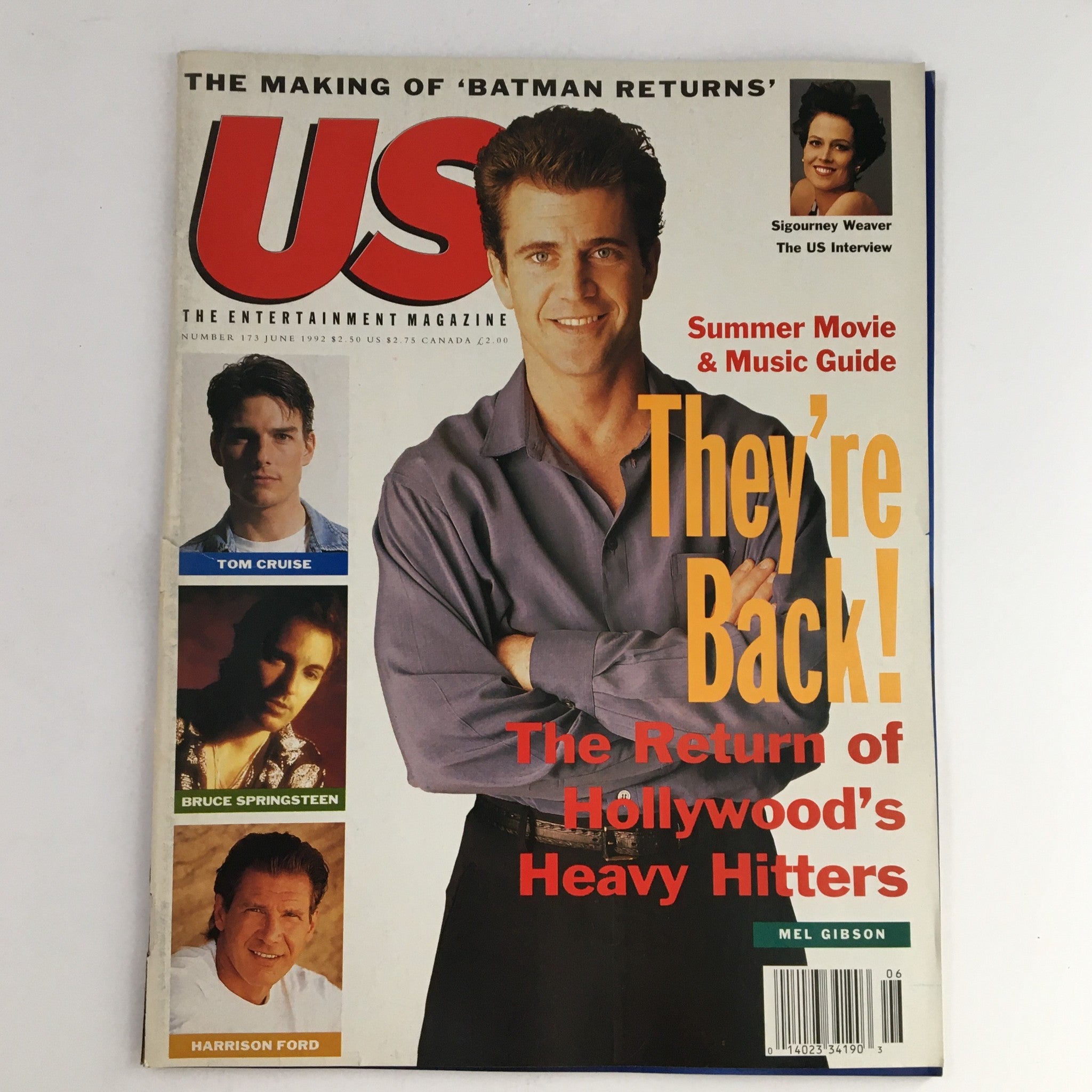 US Entertainment Magazine June 1992 Mel Gibson, Tom Cruise, Harrison, No Label