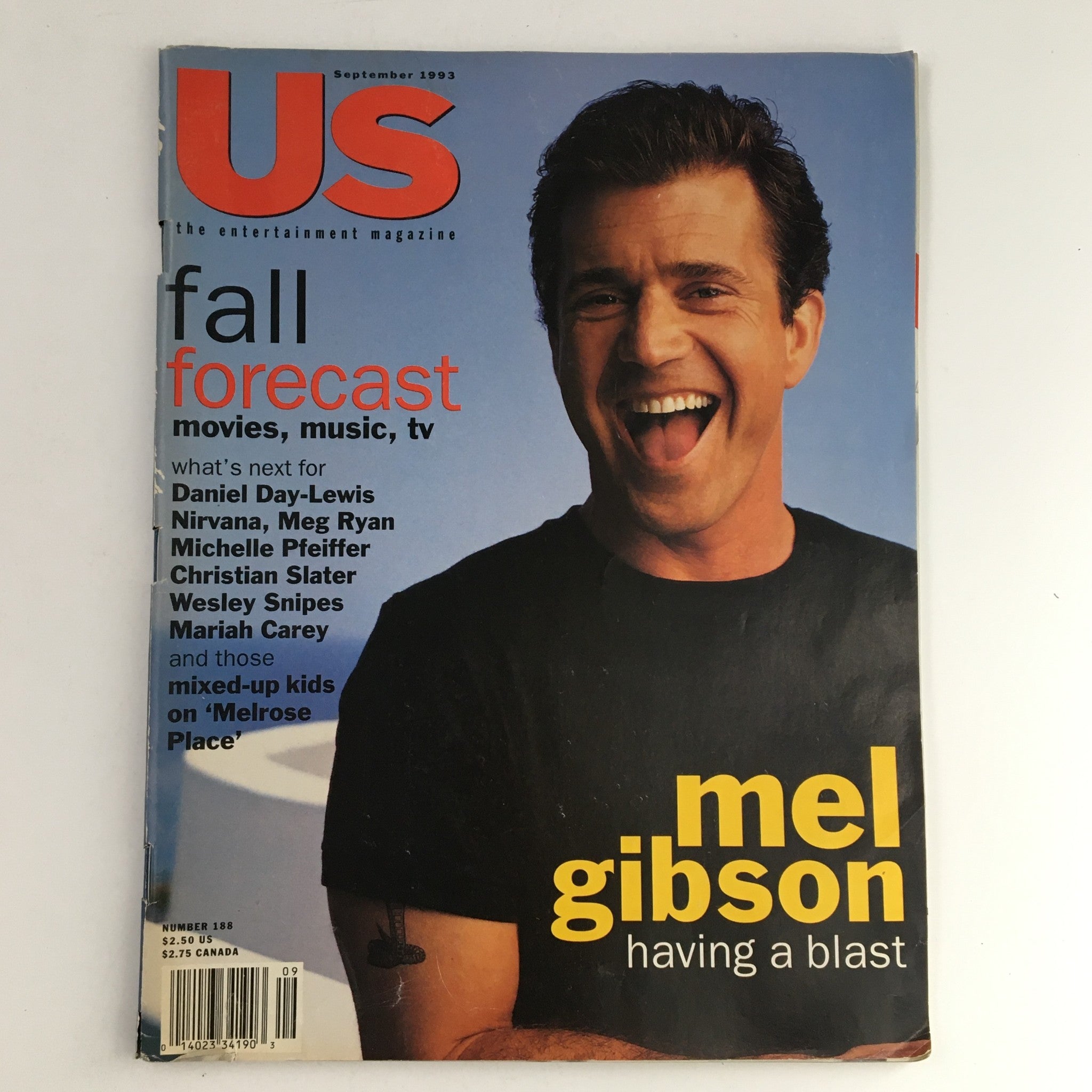 US Entertainment Magazine September 1993 Mel Gibson, Mariah Carey, No Label