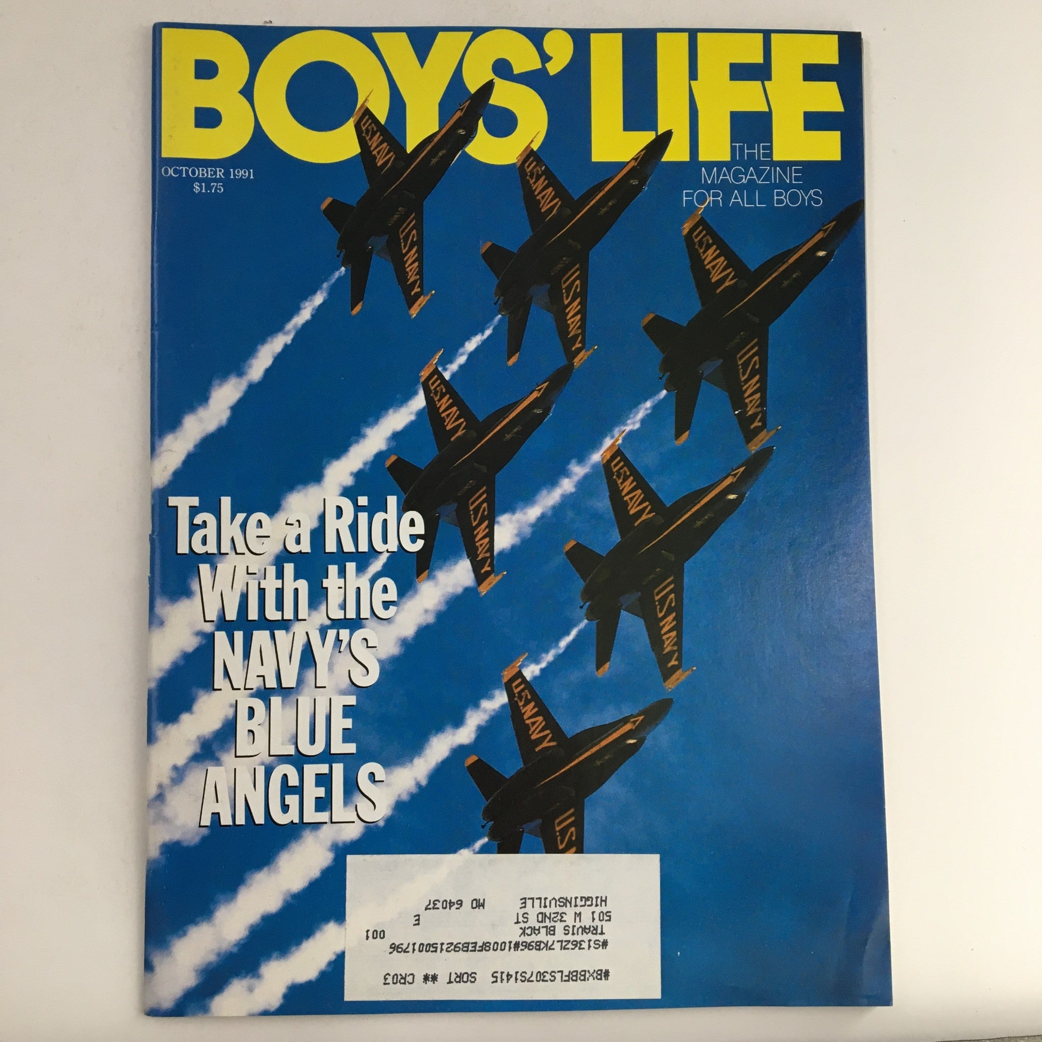 Boys' Life Magazine October 1991 Take A Ride with the Navy's Blue Angels