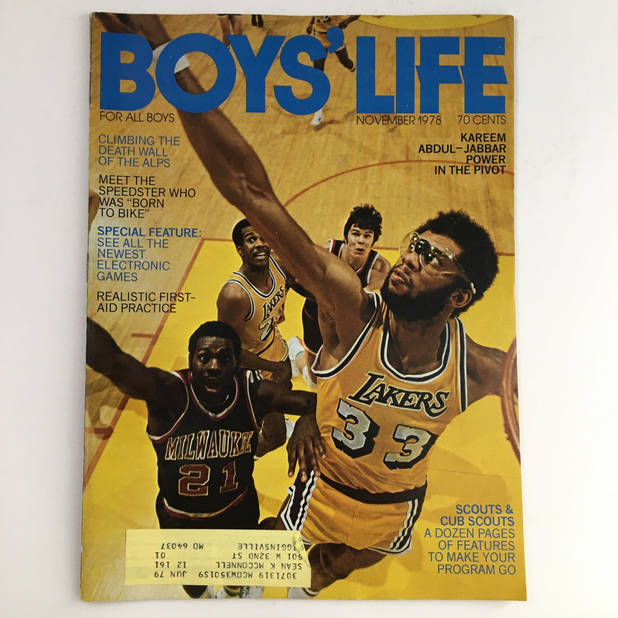 Boys' Life Magazine November 1978 NBA LA Lakers Kareem Abdul-Jabbar Power