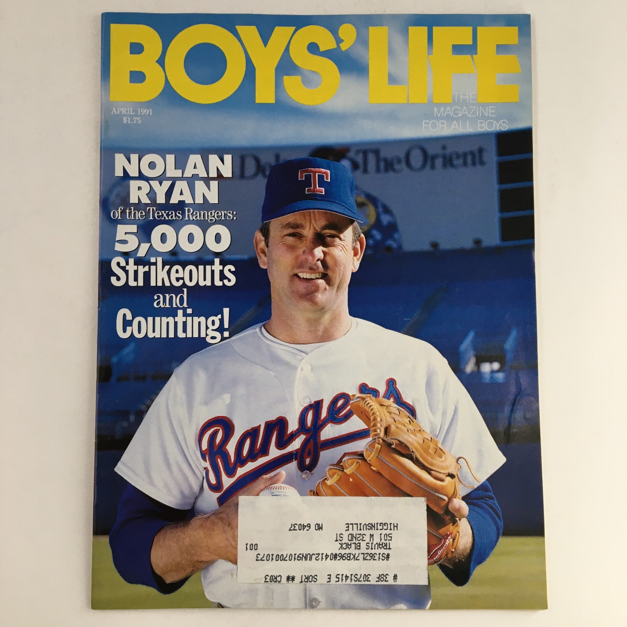 Boys' Life Magazine April 1991 MLB Nolan Ryan of the Texas Rangers 5,000 Strikes