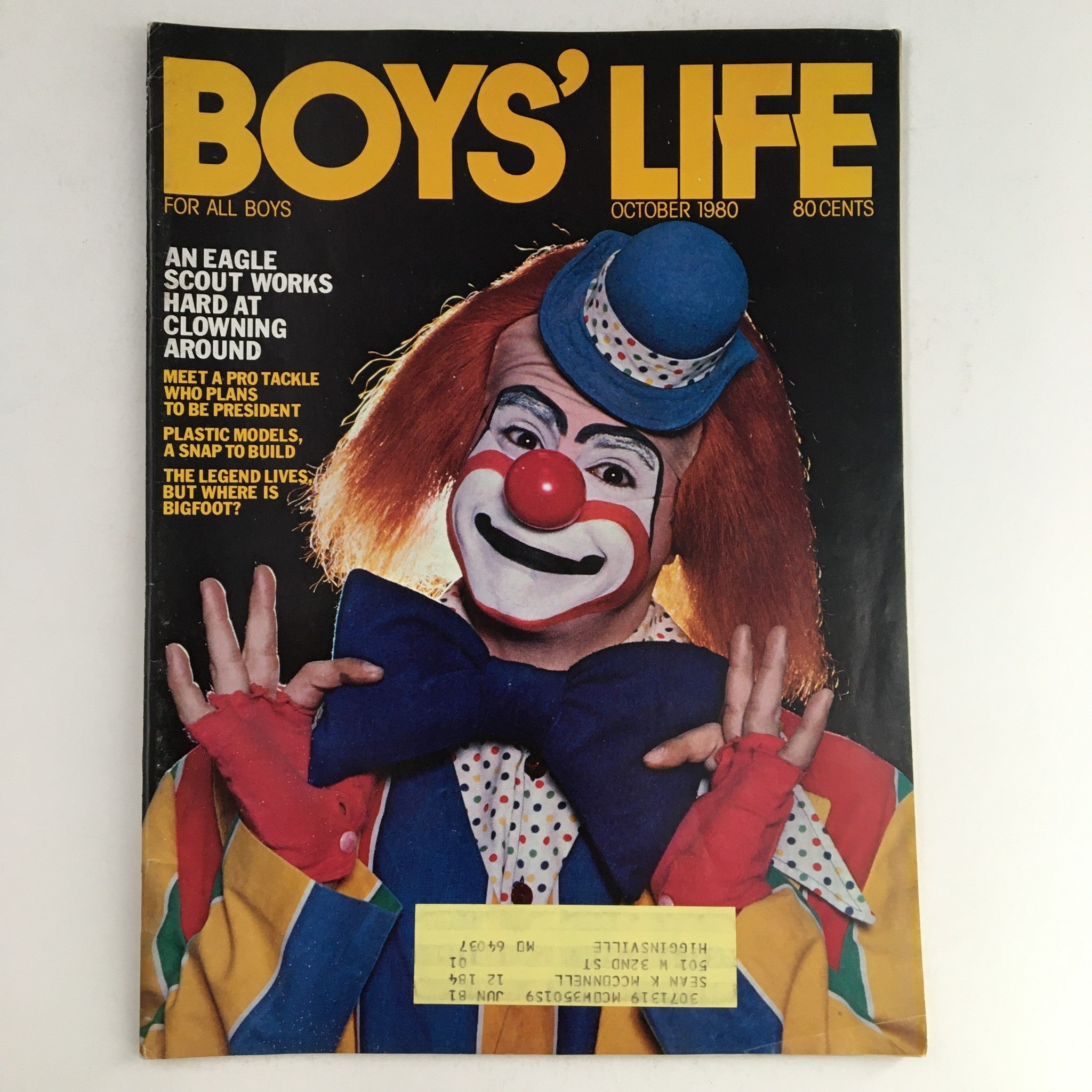 Boys' Life Magazine October 1980 An Eagle Scout Works Hard at Clowning Around