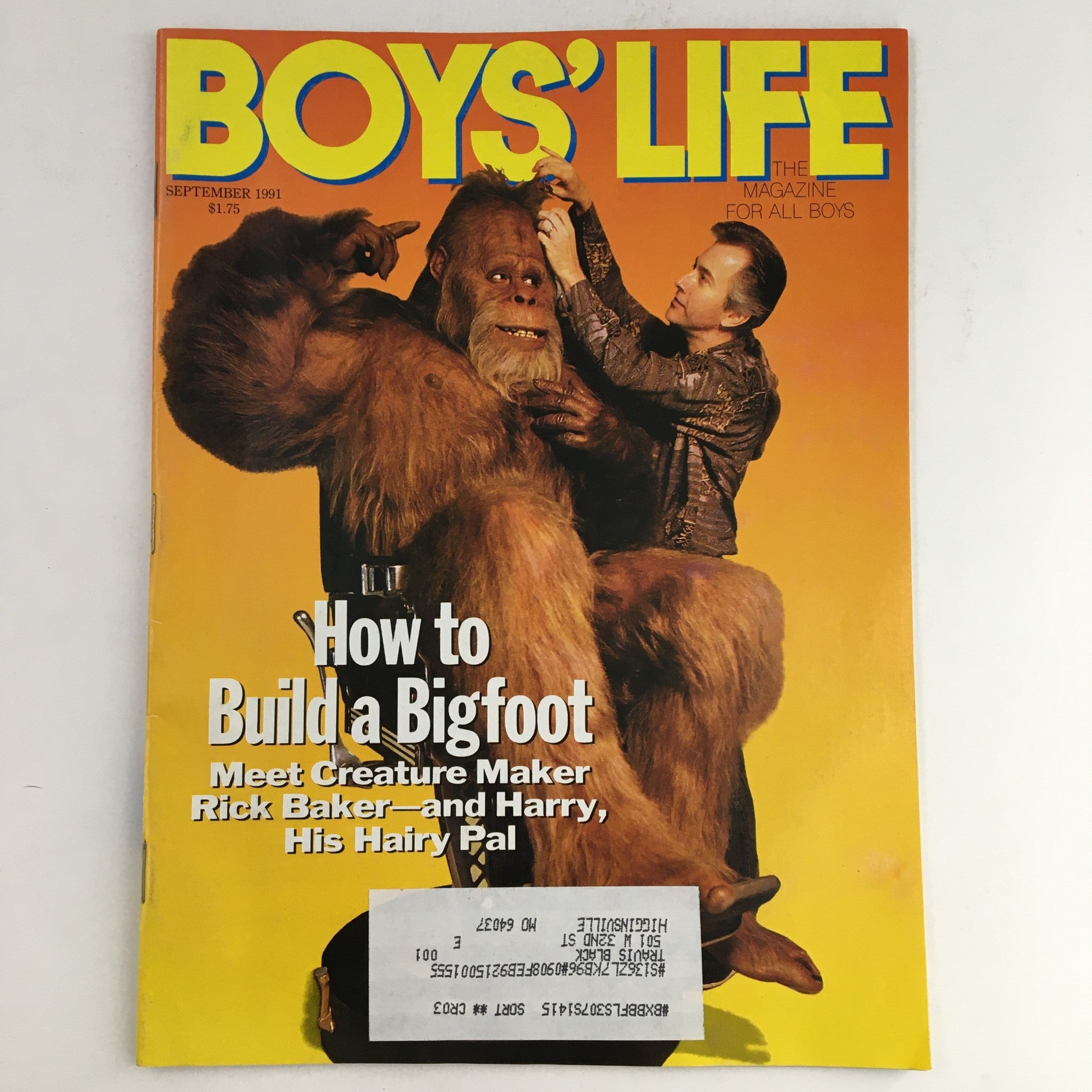 Boys' Life Magazine September 1991 Meet Creature Maker, Rick Baker & Harry VG