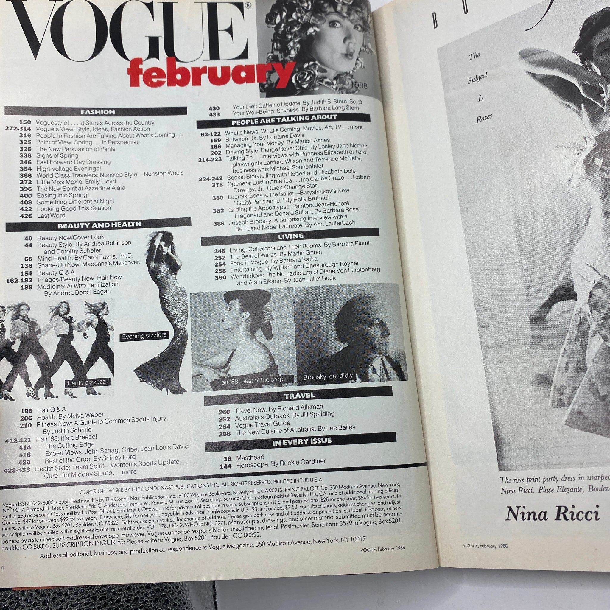 VTG Vogue Magazine February 1988 Cindy Crawford by Richard Avedon No Label