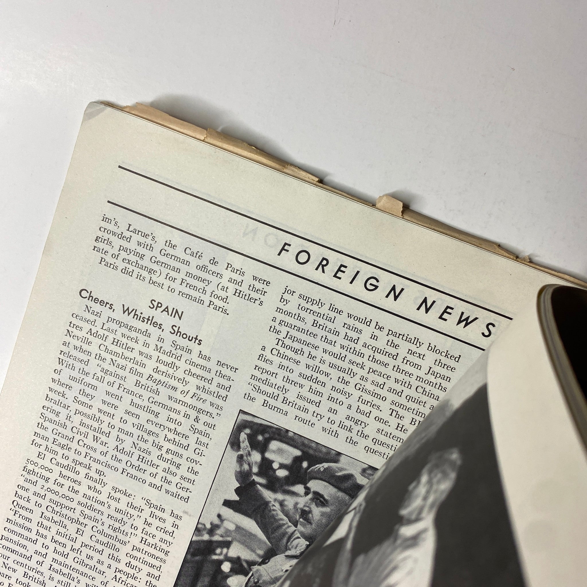 Inside page of Time Magazine, July 29, 1940, showcasing an article titled 'Foreign News', capturing mid-20th century journalism.