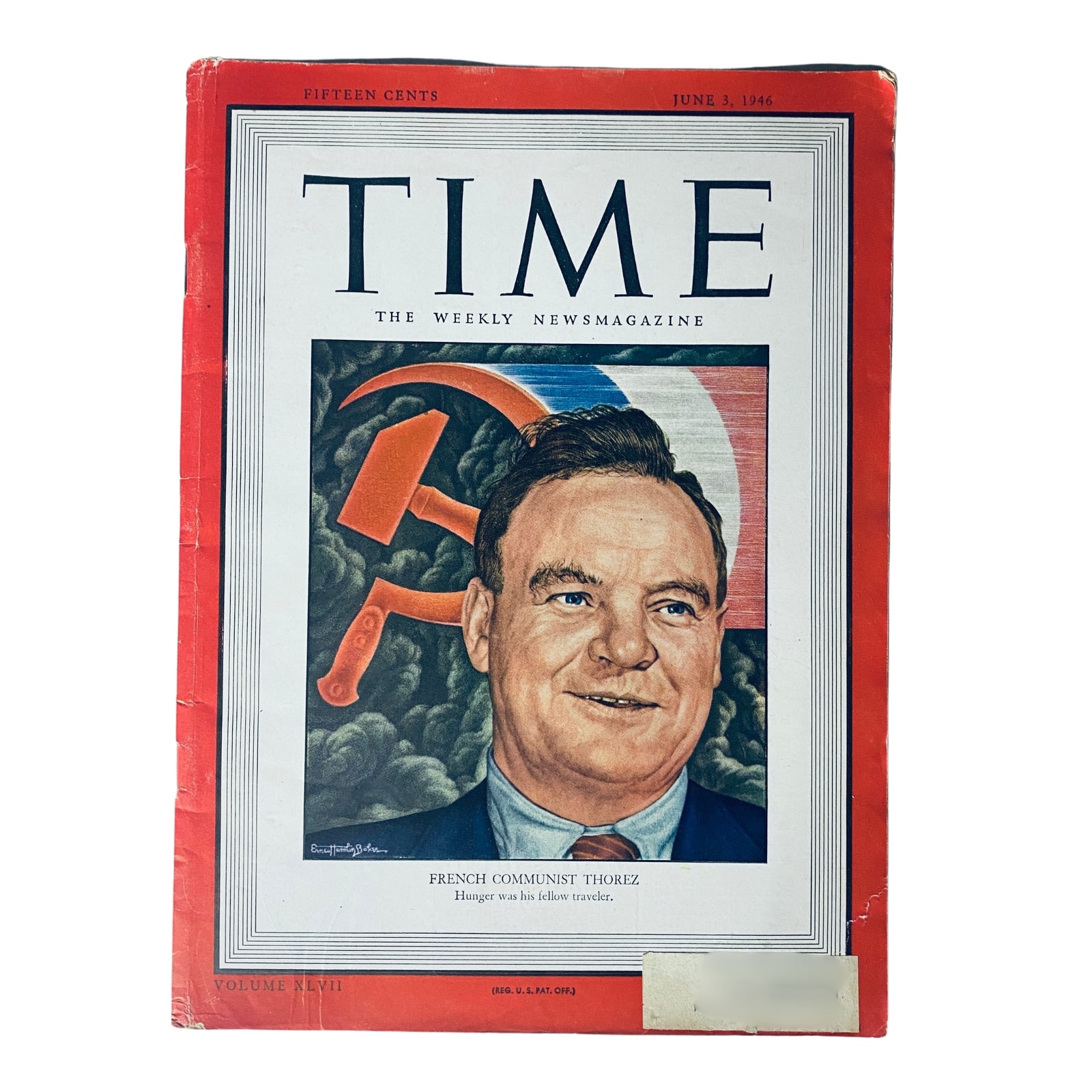 Time Magazine cover from June 3, 1946, featuring French Communist Maurice Thorez, Vol. 47 No. 22. The cover showcases a portrait of Thorez against a backdrop of political imagery.