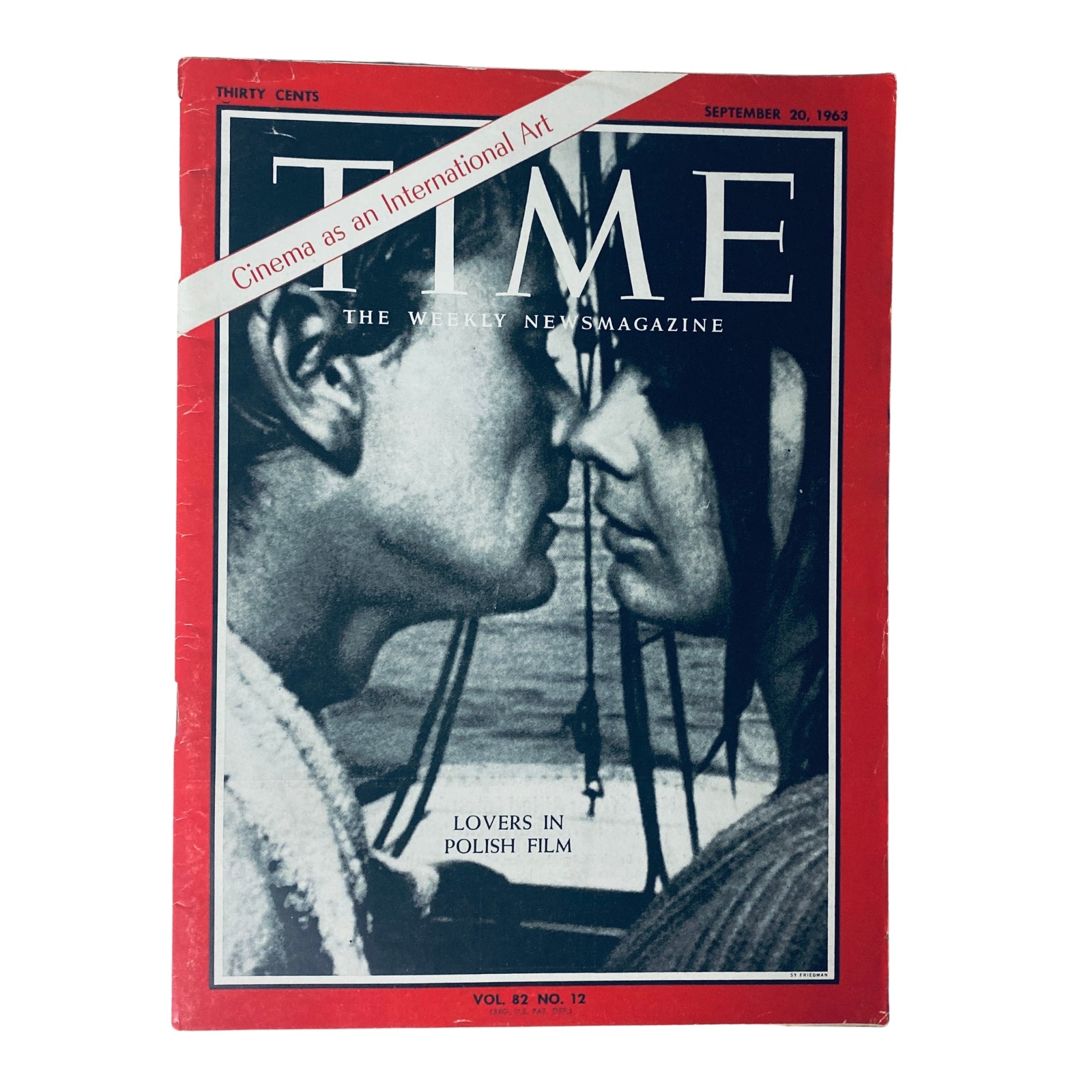 Cover of Time Magazine from September 20, 1963, Vol. 82 No. 12 featuring a dramatic image of a couple, symbolizing lovers in Polish film. This vintage magazine highlights the story of Polish escapees Zygmunt and Jolanta.