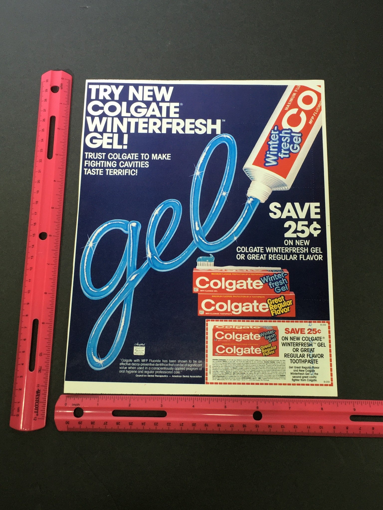 VTG 1981 Colgate Winterfresh Gel or Great Regular Flavor Toothpaste Ad Coupon