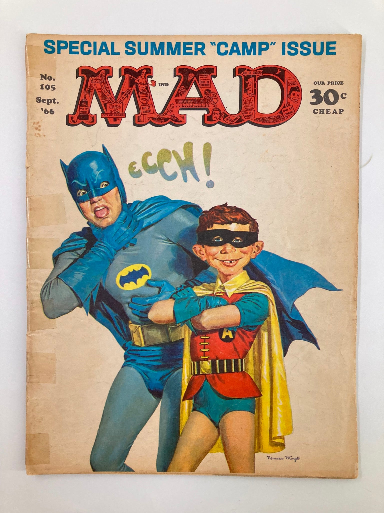 Mad Magazine September 1966 No. 105 Batman and Alfred Robin Good GD 2.0