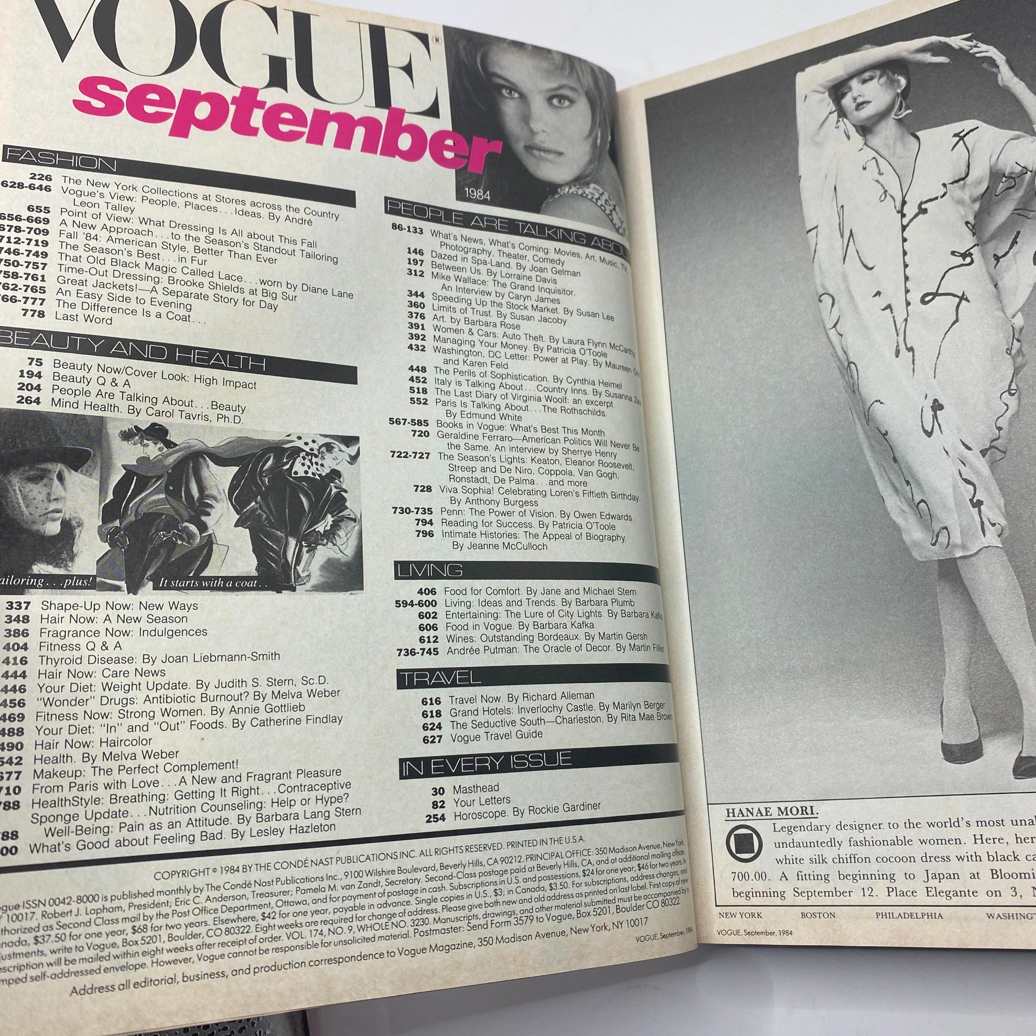 VTG Vogue Magazine September 1984 Kim Alexis by Richard Avedon