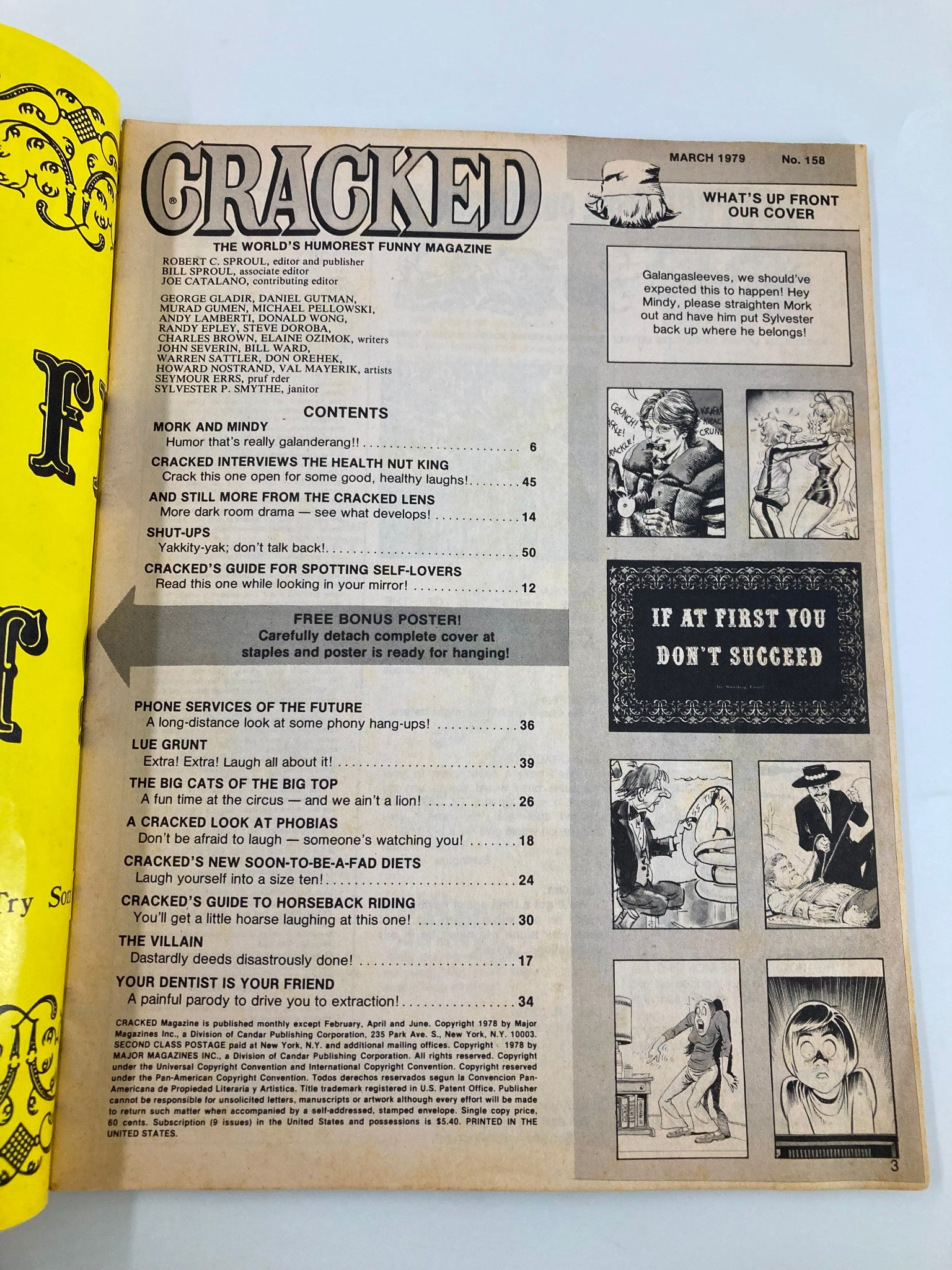 Cracked Magazine March 1979  No. 158 Mork and Mindy Ahr Ahr Humor Fine FN 6.0