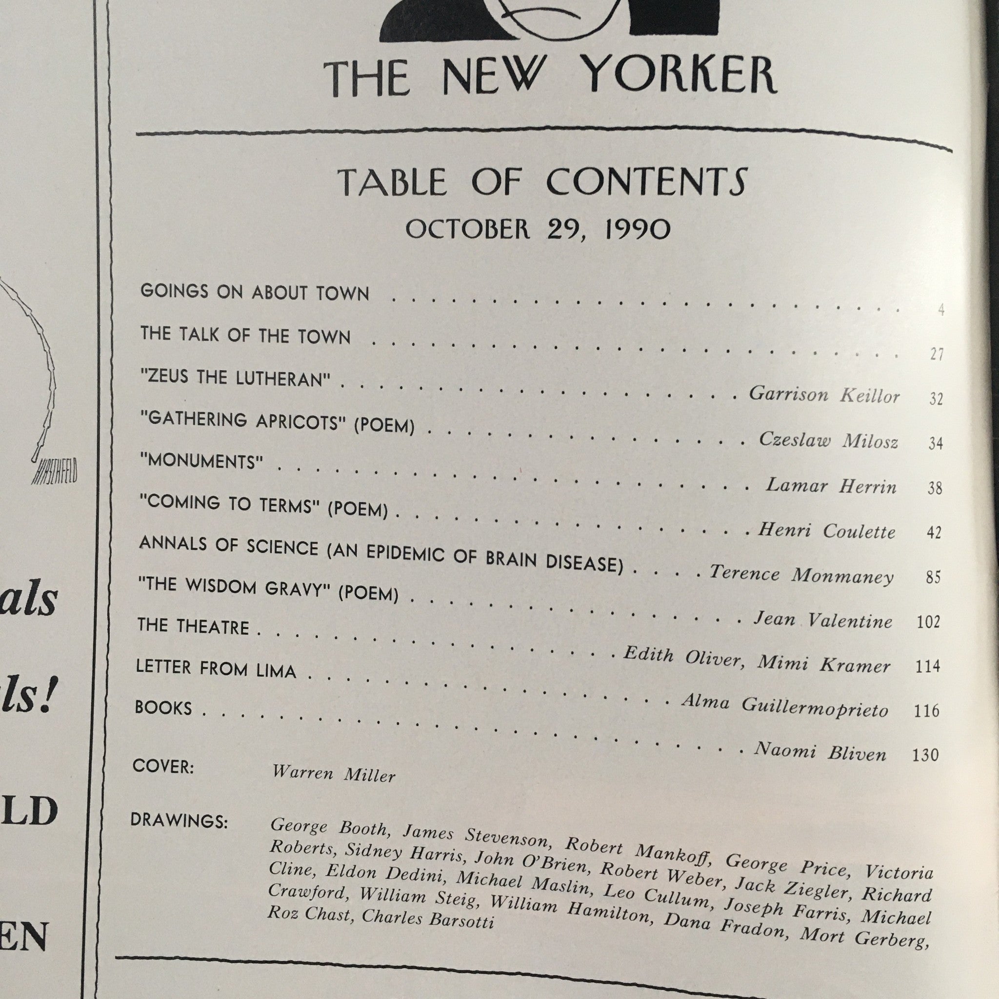 The New Yorker October 29 1990 Full Magazine Theme Cover by Warren Miller VG