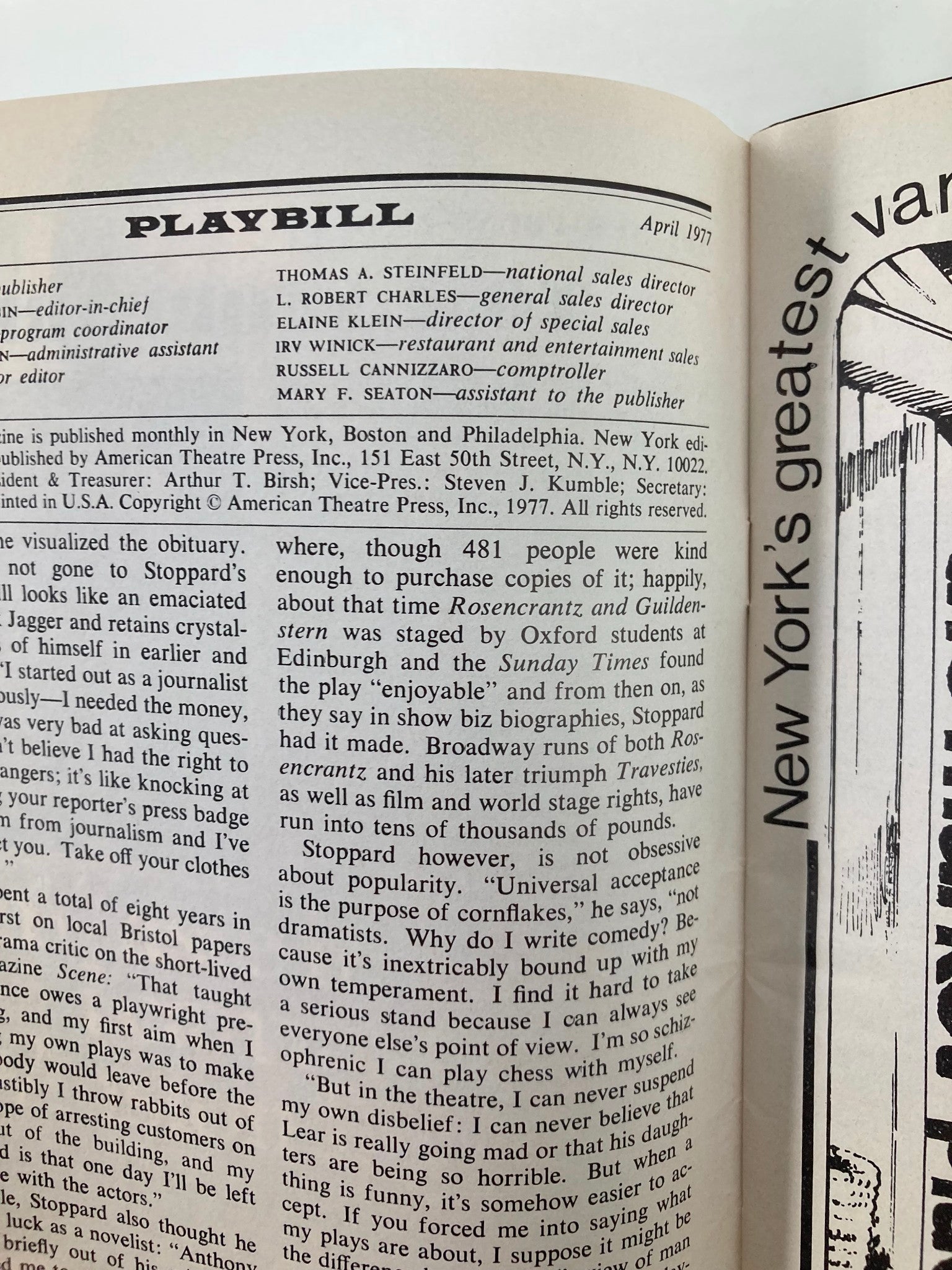 1977 Playbill Minskoff Theatre Pippin A Musical Comedy Eric Berry, Joy Franz VG