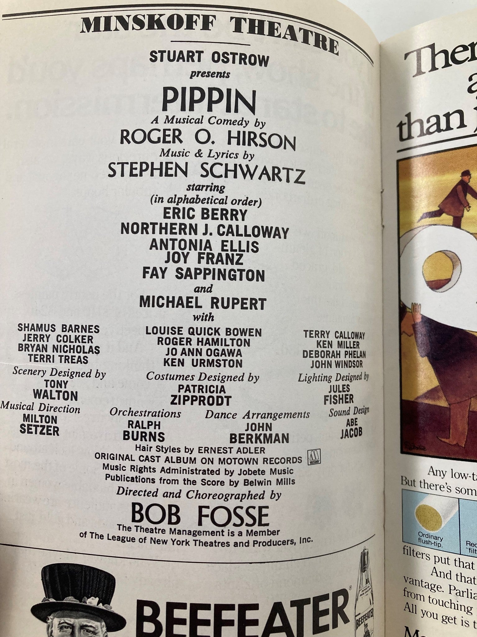 1977 Playbill Minskoff Theatre Pippin A Musical Comedy Eric Berry, Joy Franz VG