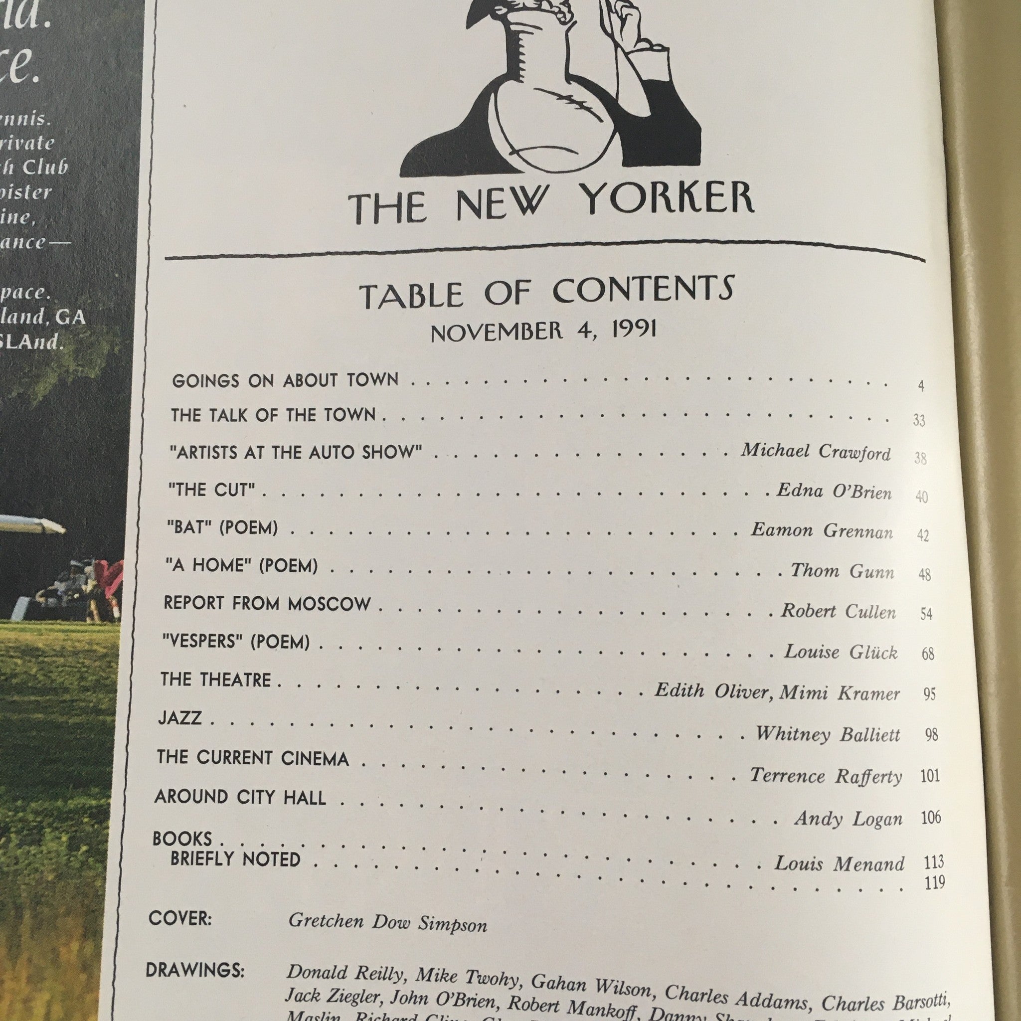 The New Yorker November 4 1991 Full Magazine Theme Cover Gretchen Dow Simpson VG