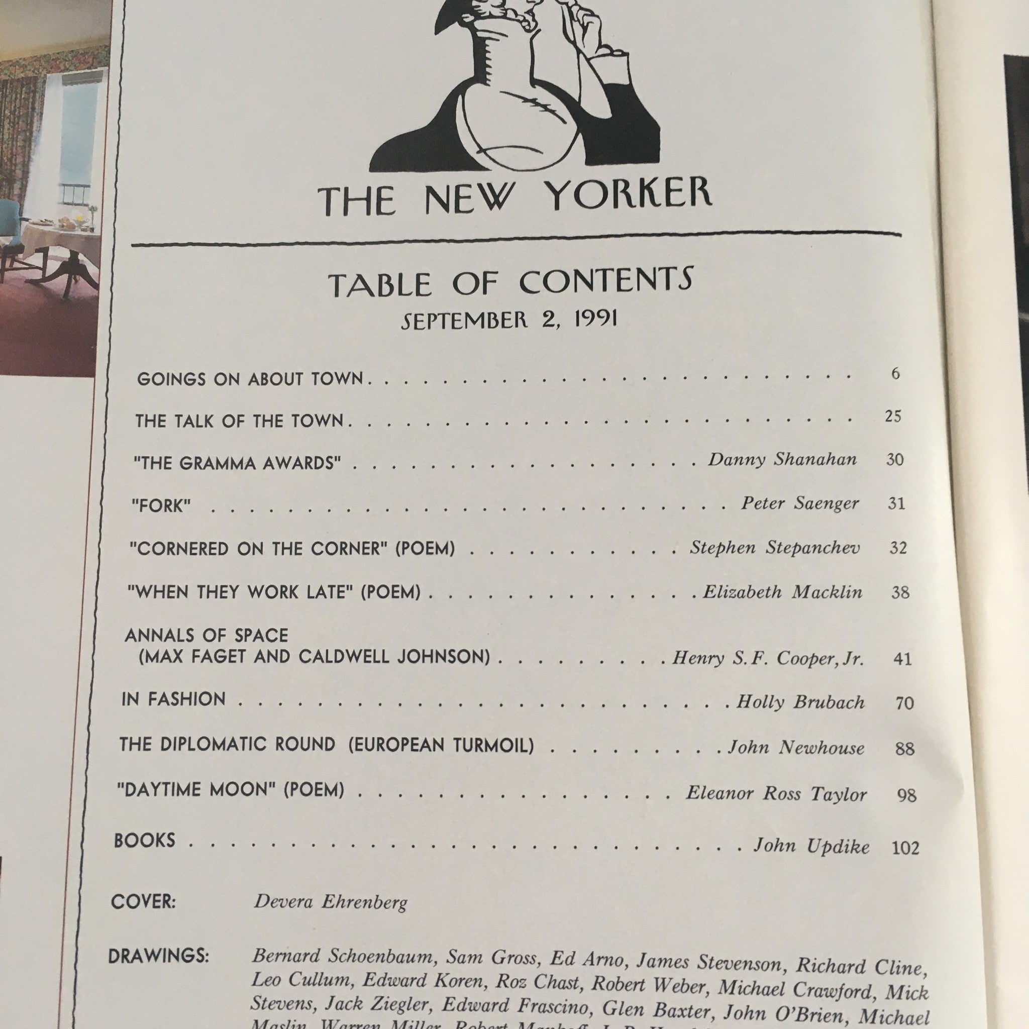 The New Yorker September 2 1991 Full Magazine Theme Cover by Devera Ehrenberg VG