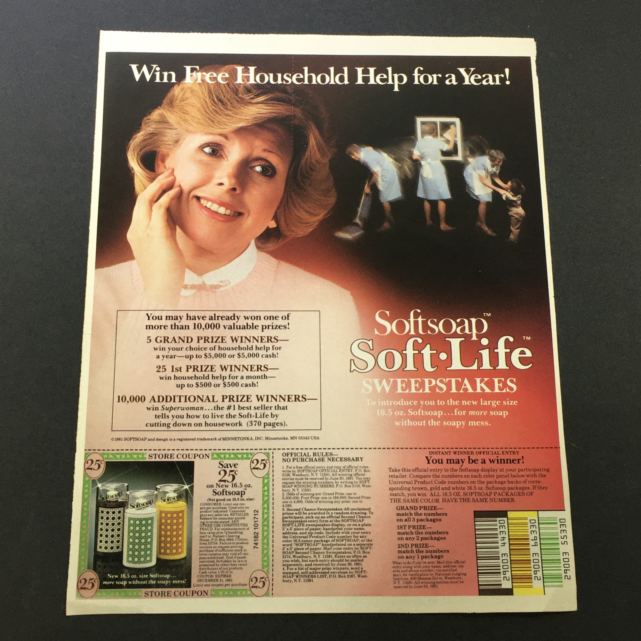 VTG Retro 1981 Softsoap Soft Life Sweepstakes No Soapy Mess Store Ad Coupon