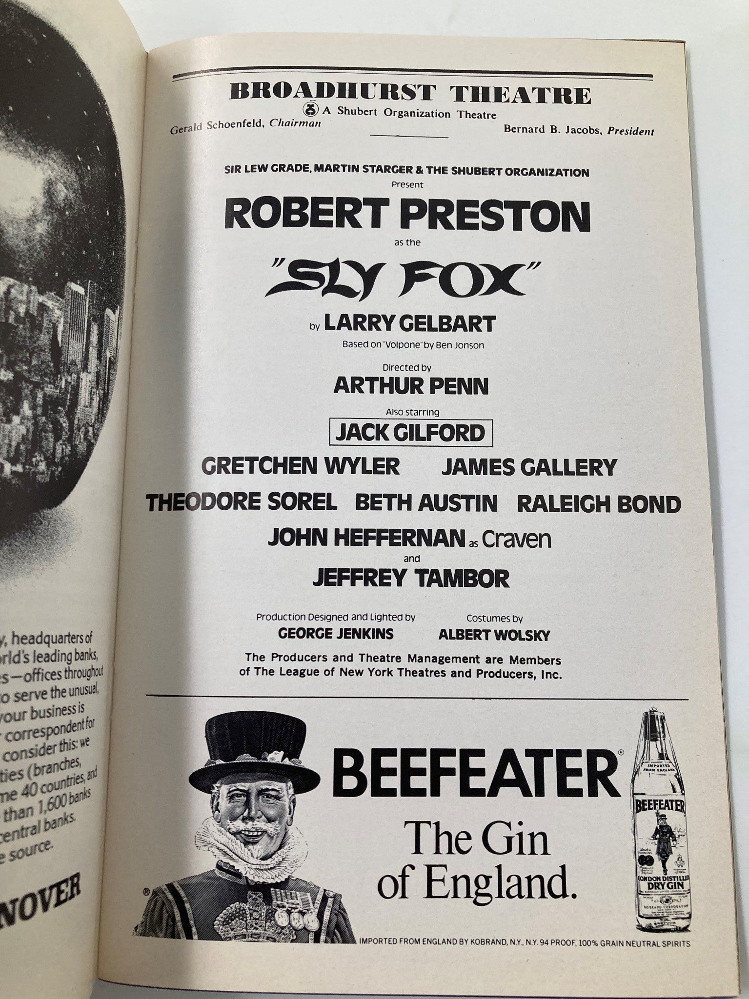 1977 Playbill Broadhurst Theatre Sly Fox Robert Preston, Jack Gilford VG