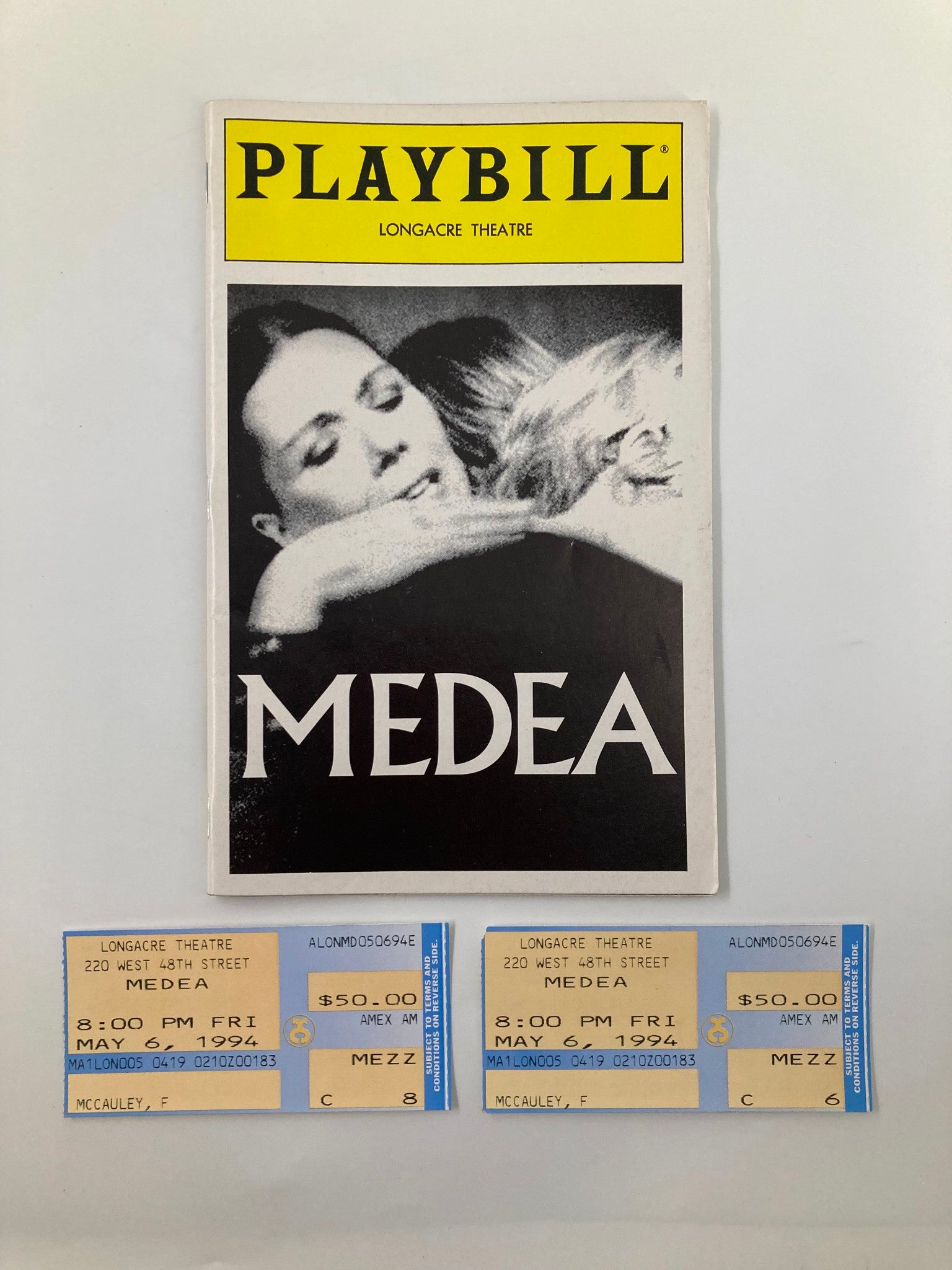 1994 Playbill Longacre Theatre Medea Diana Rigg, Donald Douglas, Janet Henfrey