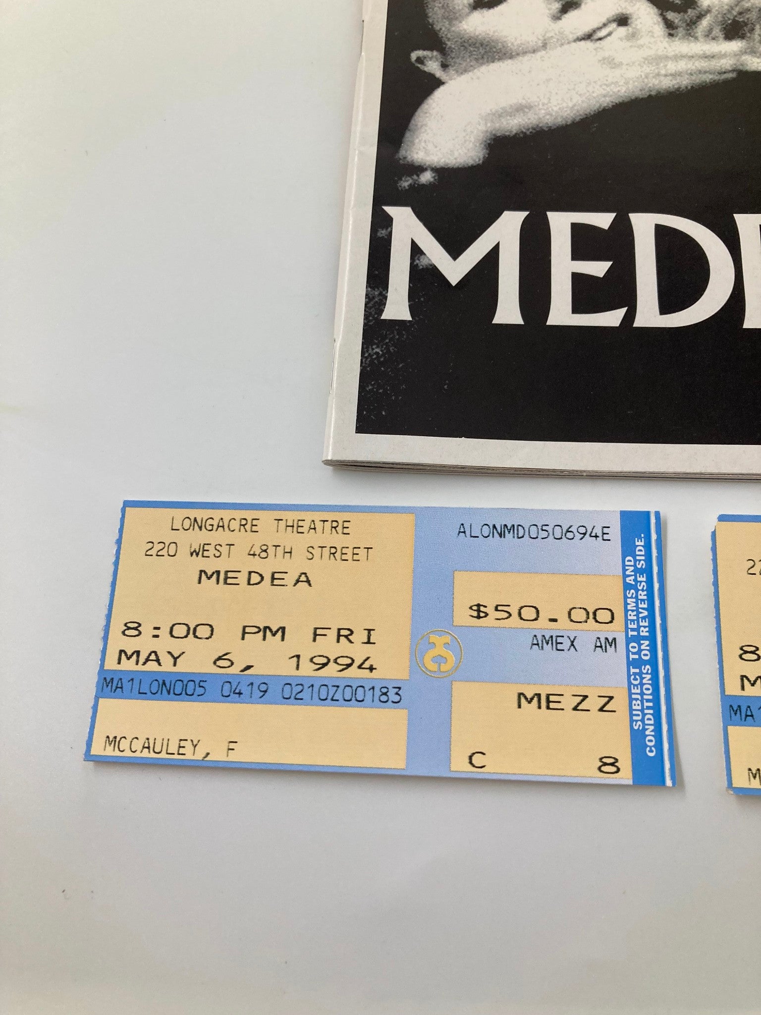 1994 Playbill Longacre Theatre Medea Diana Rigg, Donald Douglas, Janet Henfrey