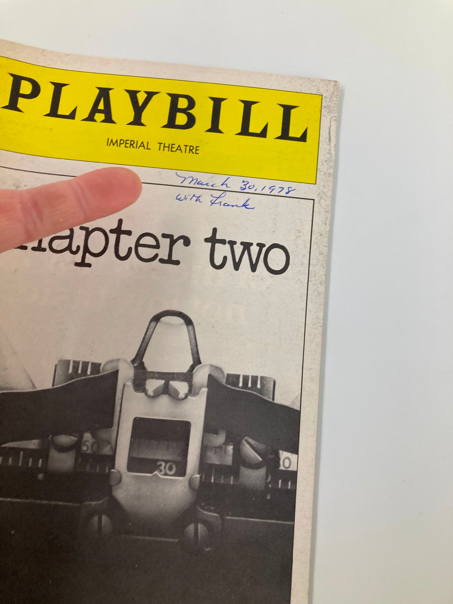 1978 Playbill Imperial Theatre Chapter Two Judd Hirsch, Ann Wedgeworth