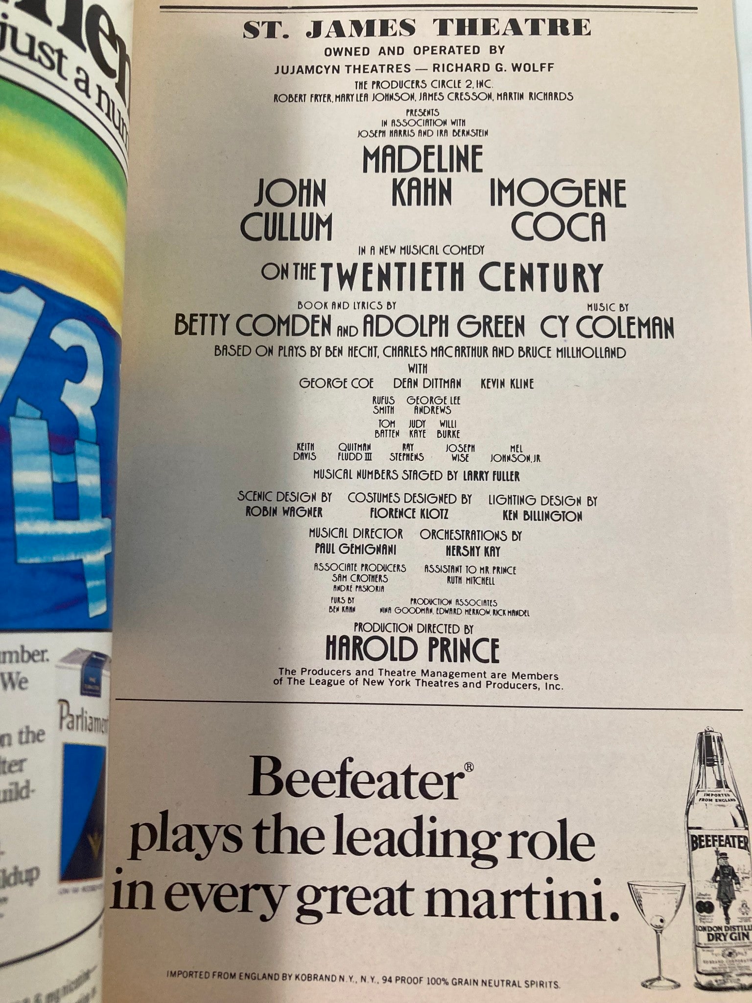 1978 Playbill St. James Theatre On The Twentieth Century John Cullum, Imogene C.