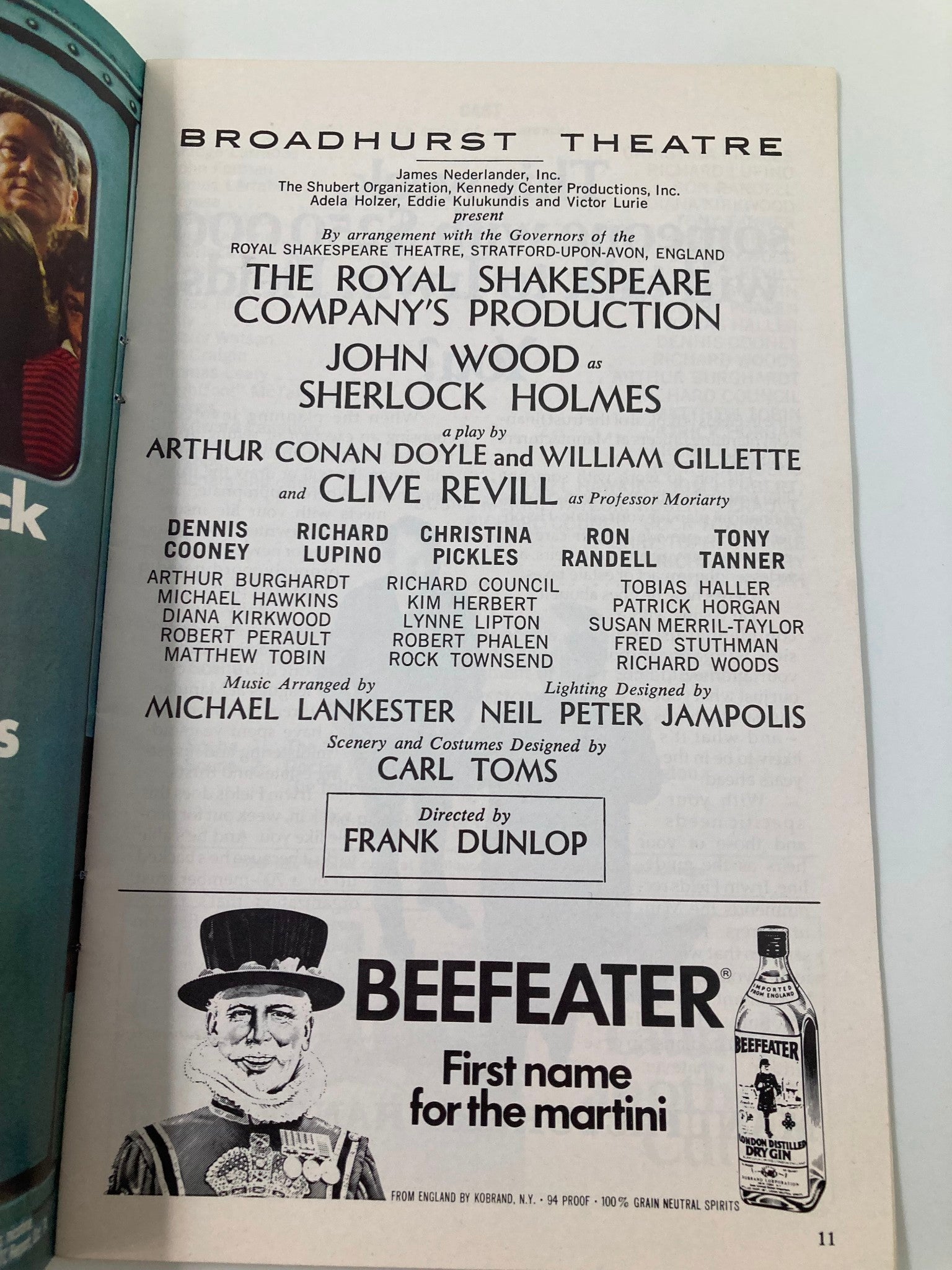 1975 Playbill Broadhurst Theatre Sherlock Holmes John Wood, Dennis Cooney