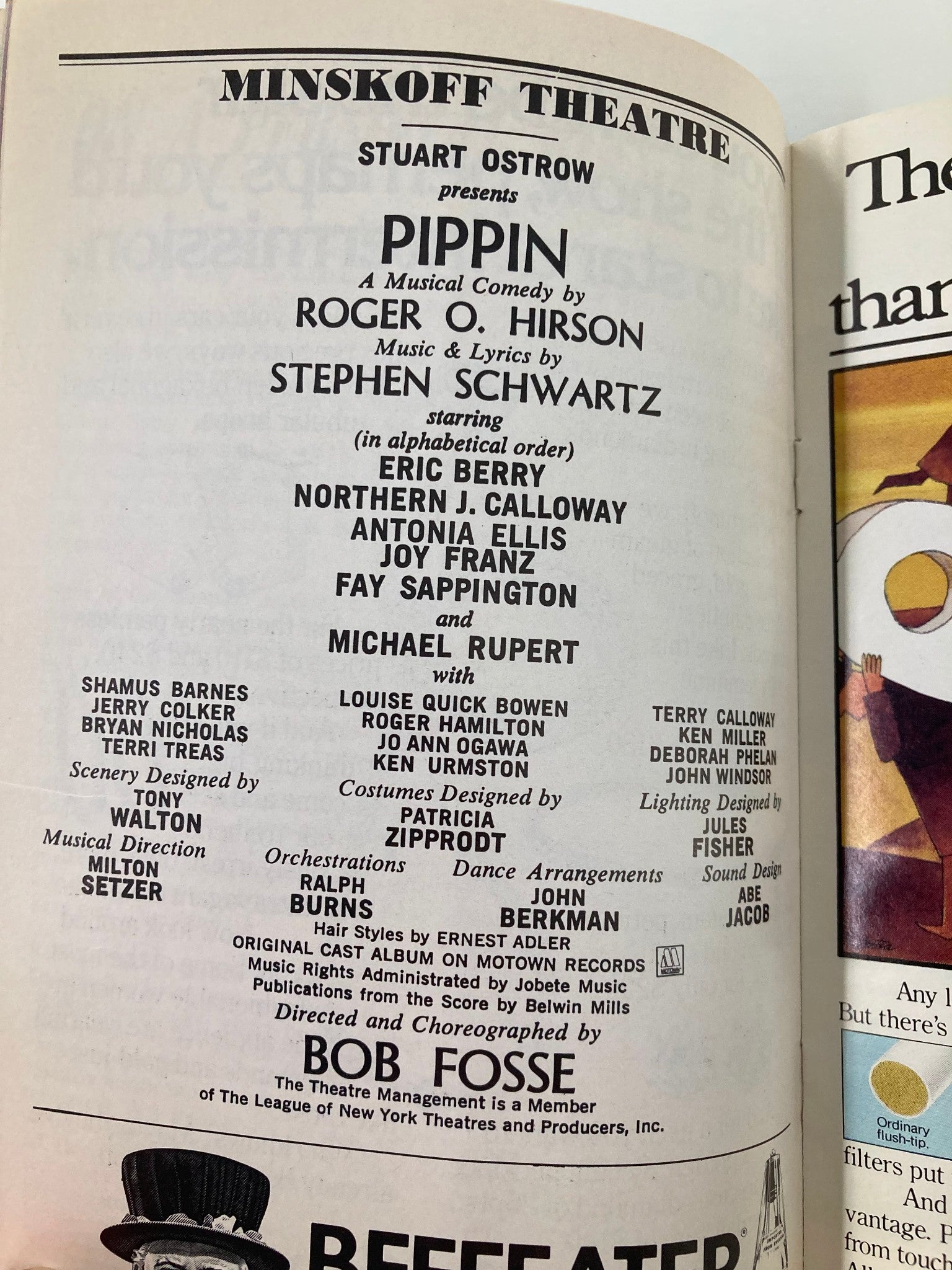 1977 Playbill Minskoff Theatre Pippin A Musical Comedy Eric Berry, Antonia Ellis