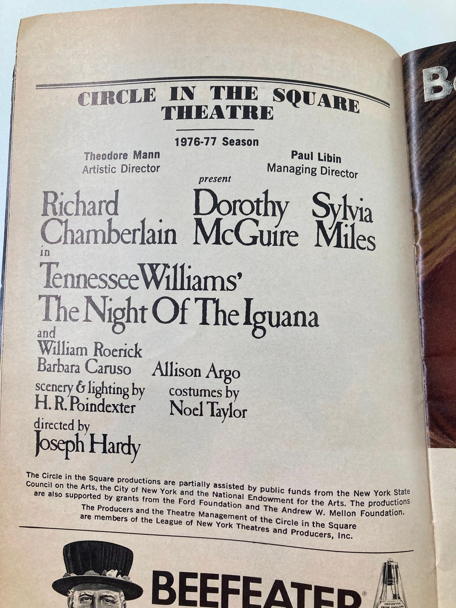 1977 Playbill Circle in the Square Theatre The Night of the Iguana Sylvia Miles