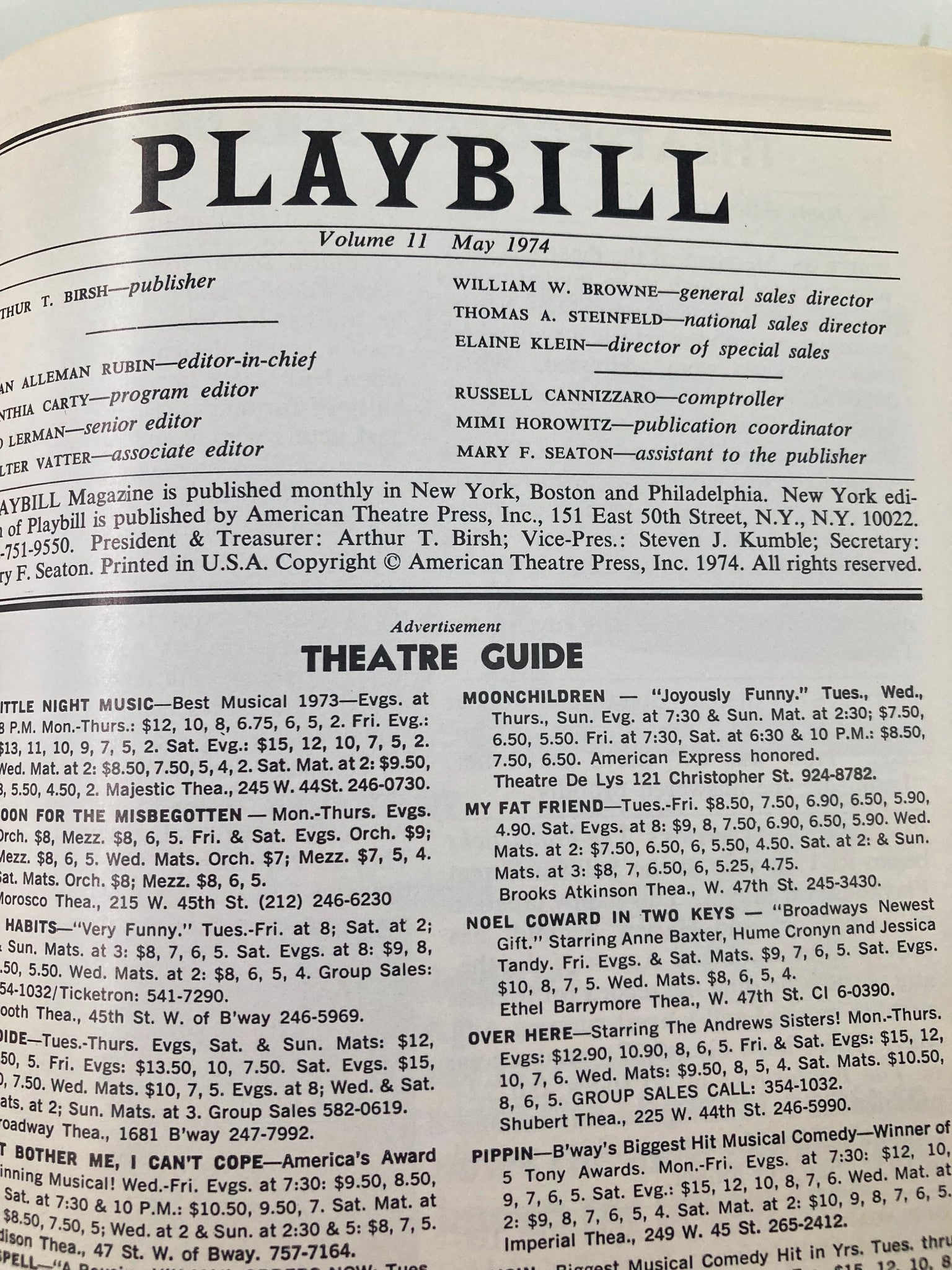 1974 Playbill Minskoff Theatre Irene A Musical Comedy George Irving Ron Hussmann