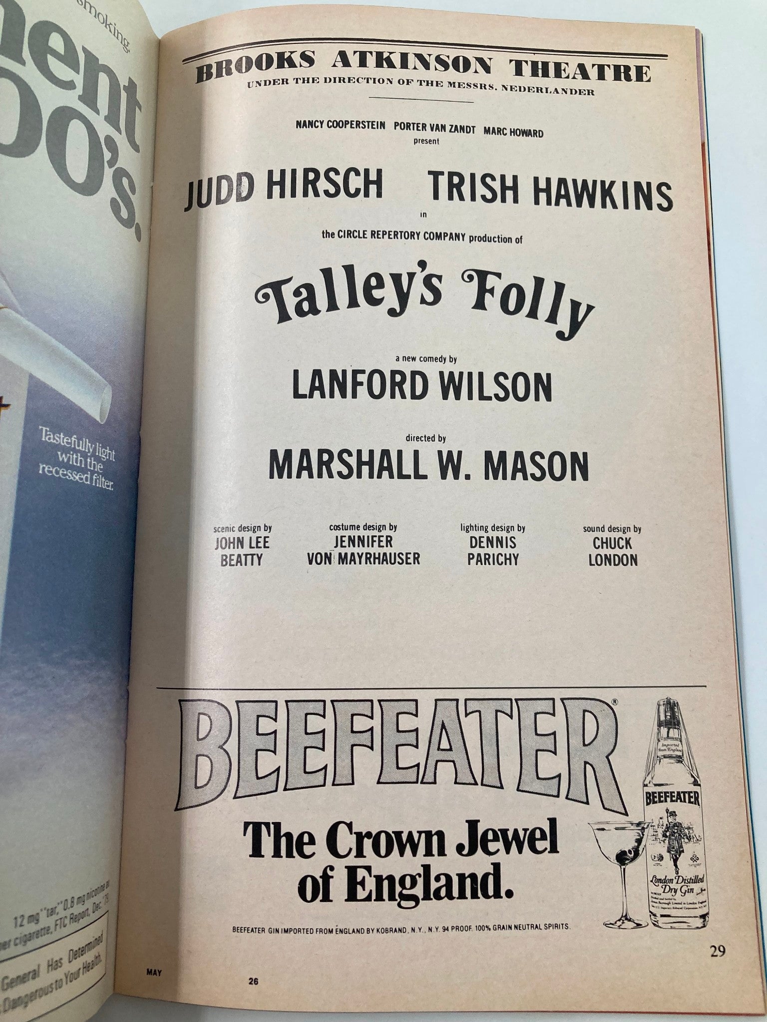 1980 Playbill Brooks Atkinson Theatre Talley's Folly Judd Hirsch Trish Hawkins