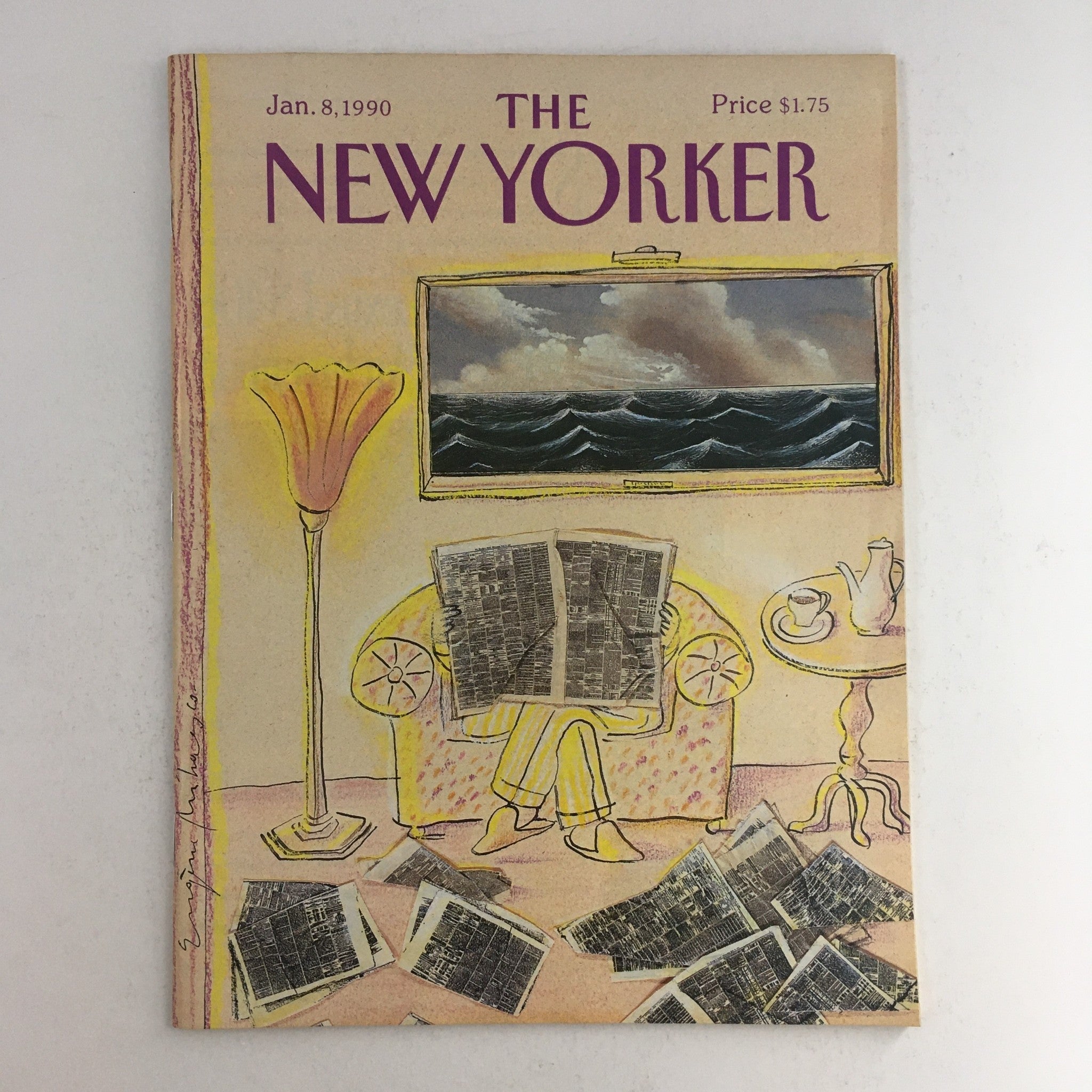 The New Yorker January 8 1990 Full Magazine Theme Cover by Eugène Mihaesco