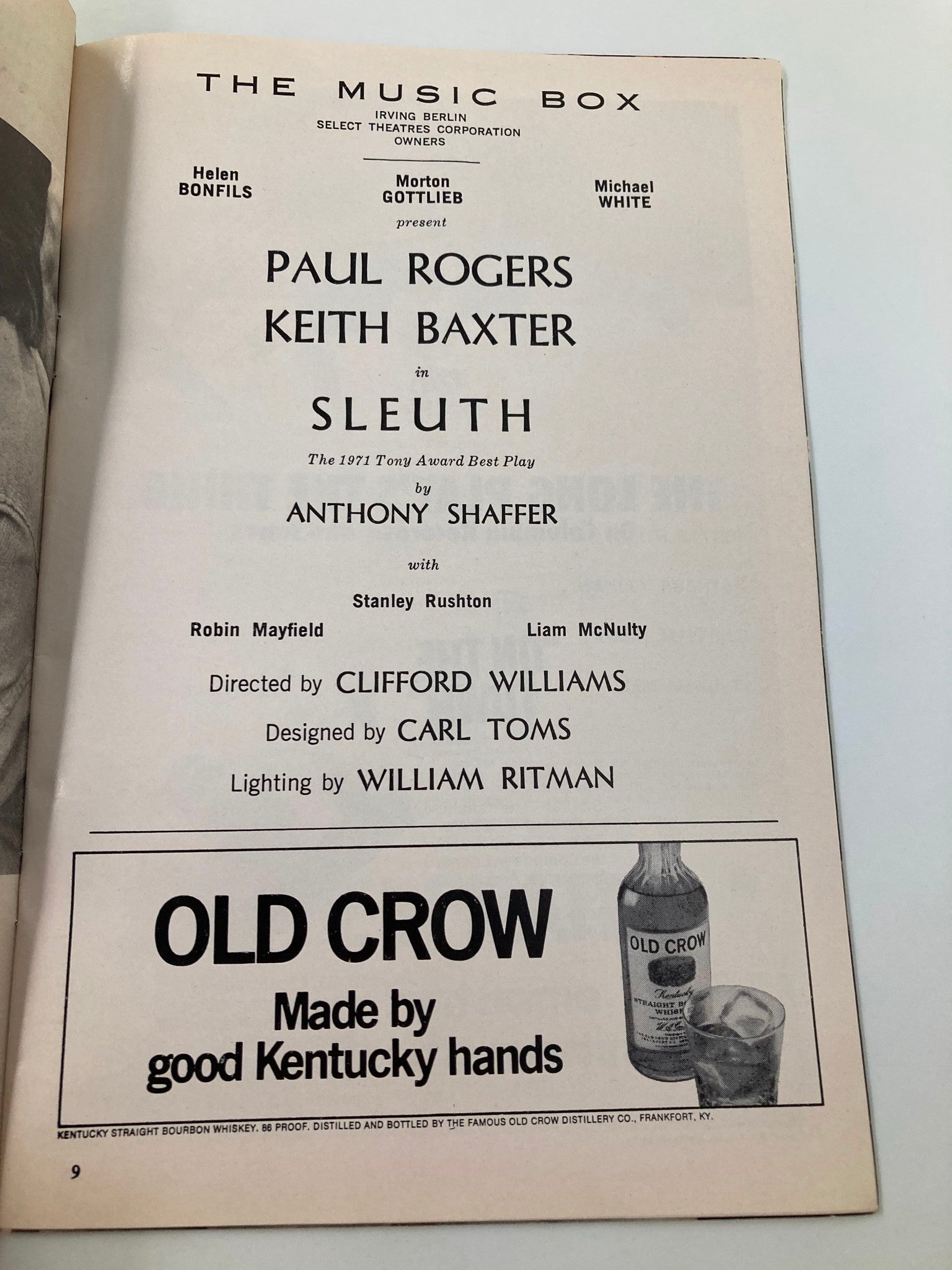 1972 Playbill The Music Box Sleuth Paul Rogers, Keith Baxter, Robin Mayfield