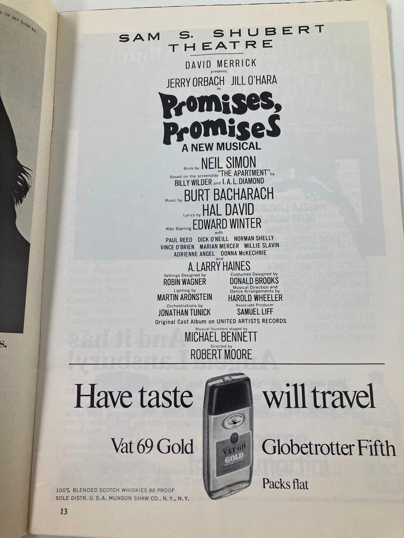 1969 Playbill Sam S. Shubert Theatre Promises, Promises Edward Winter, Paul Reed