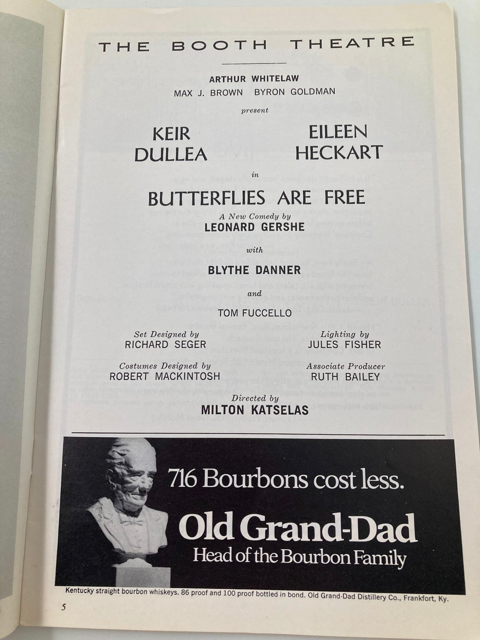 1970 Playbill The Booth Theatre Butterflies Are Free Keir Dullea, Eileen Heckart