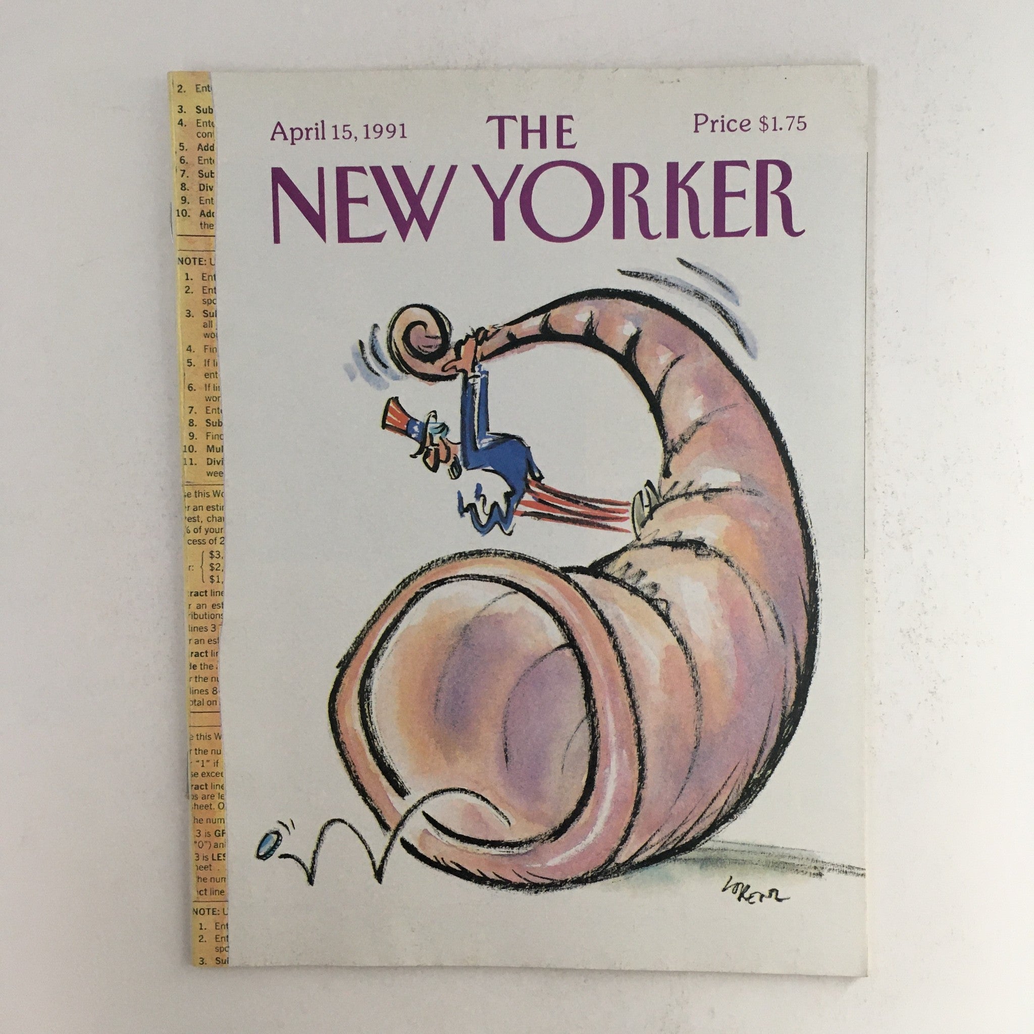 The New Yorker April 15 1991 Full Magazine Theme Cover by Lee Lorenz No Label