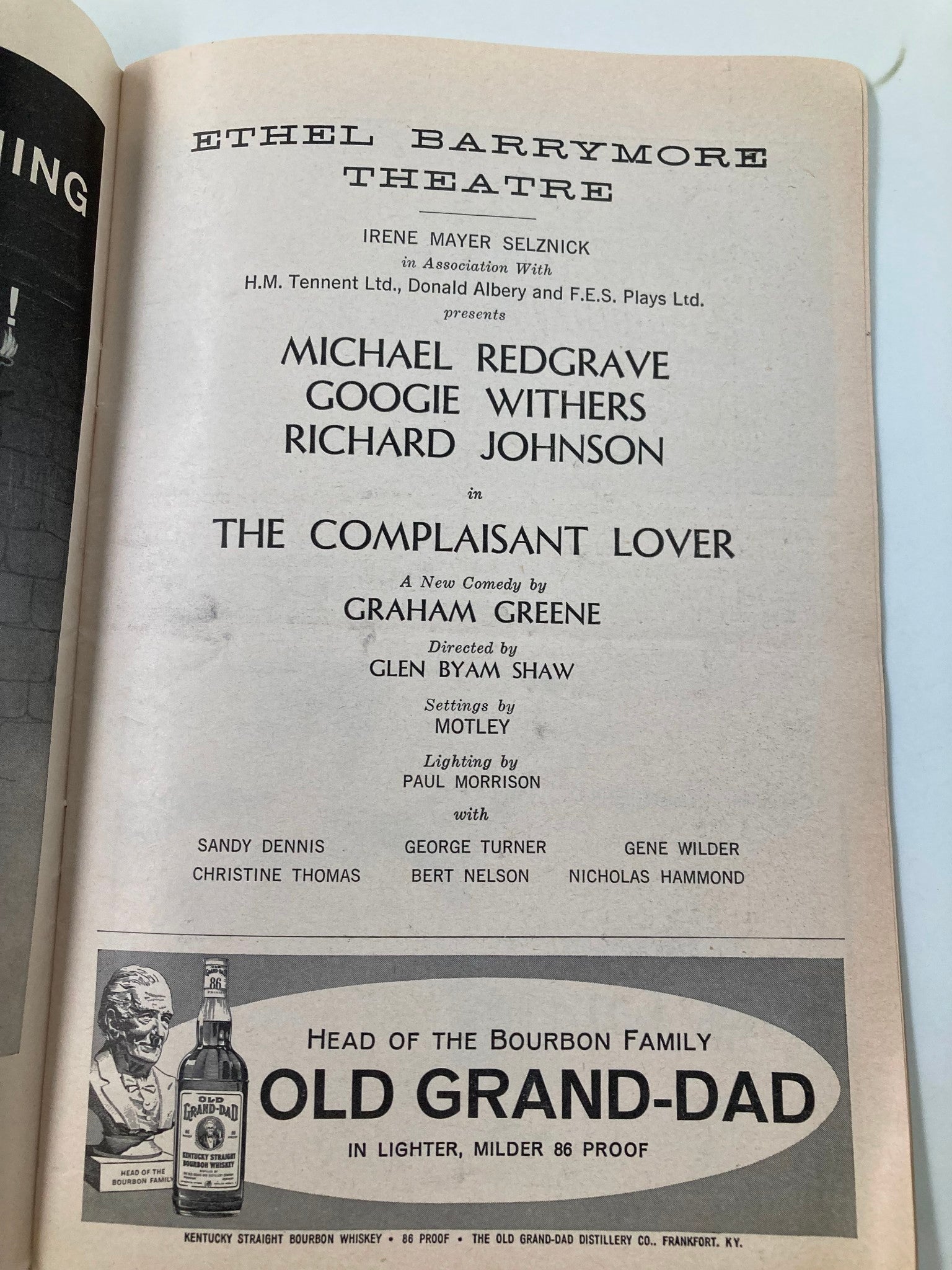 1961 Playbill Ethel Barrymore Theatre The Complaisant Lover Michael Redgrave