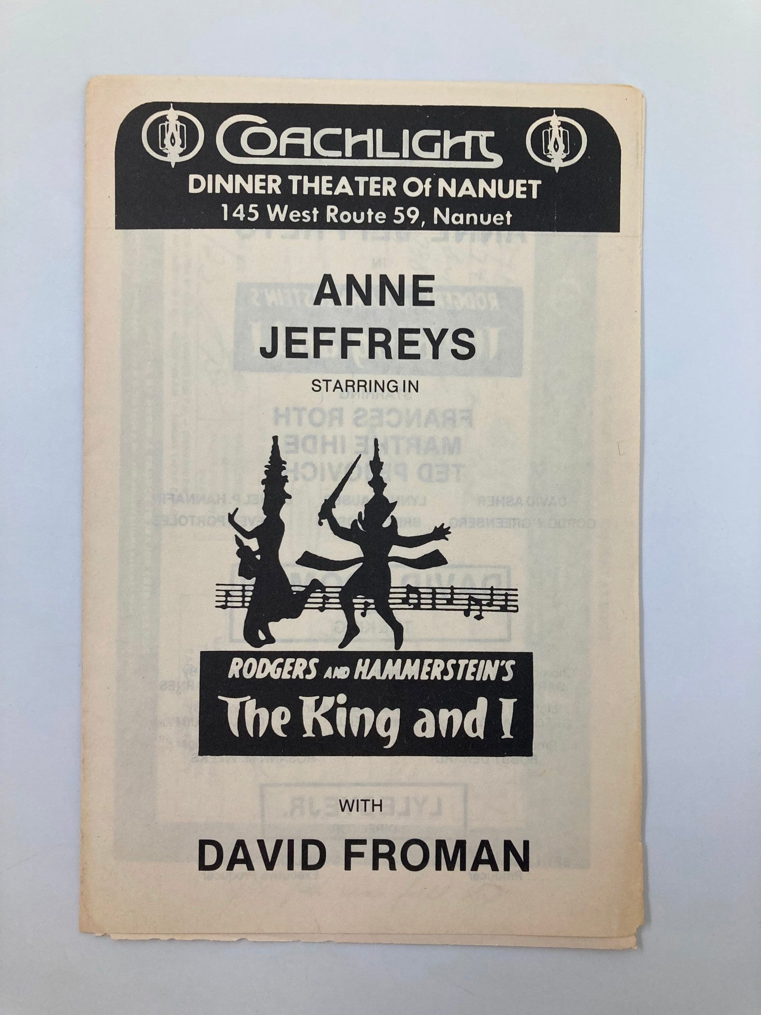 1981 Coachlights Theatre The King and I Frances Roth, Marthe Ihde, David Froman