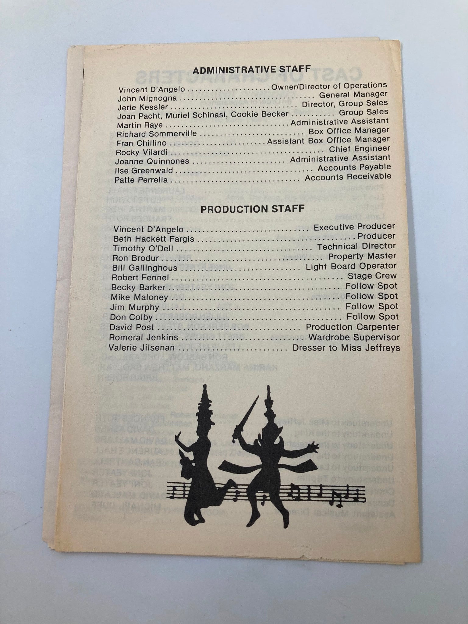 1981 Coachlights Theatre The King and I Frances Roth, Marthe Ihde, David Froman