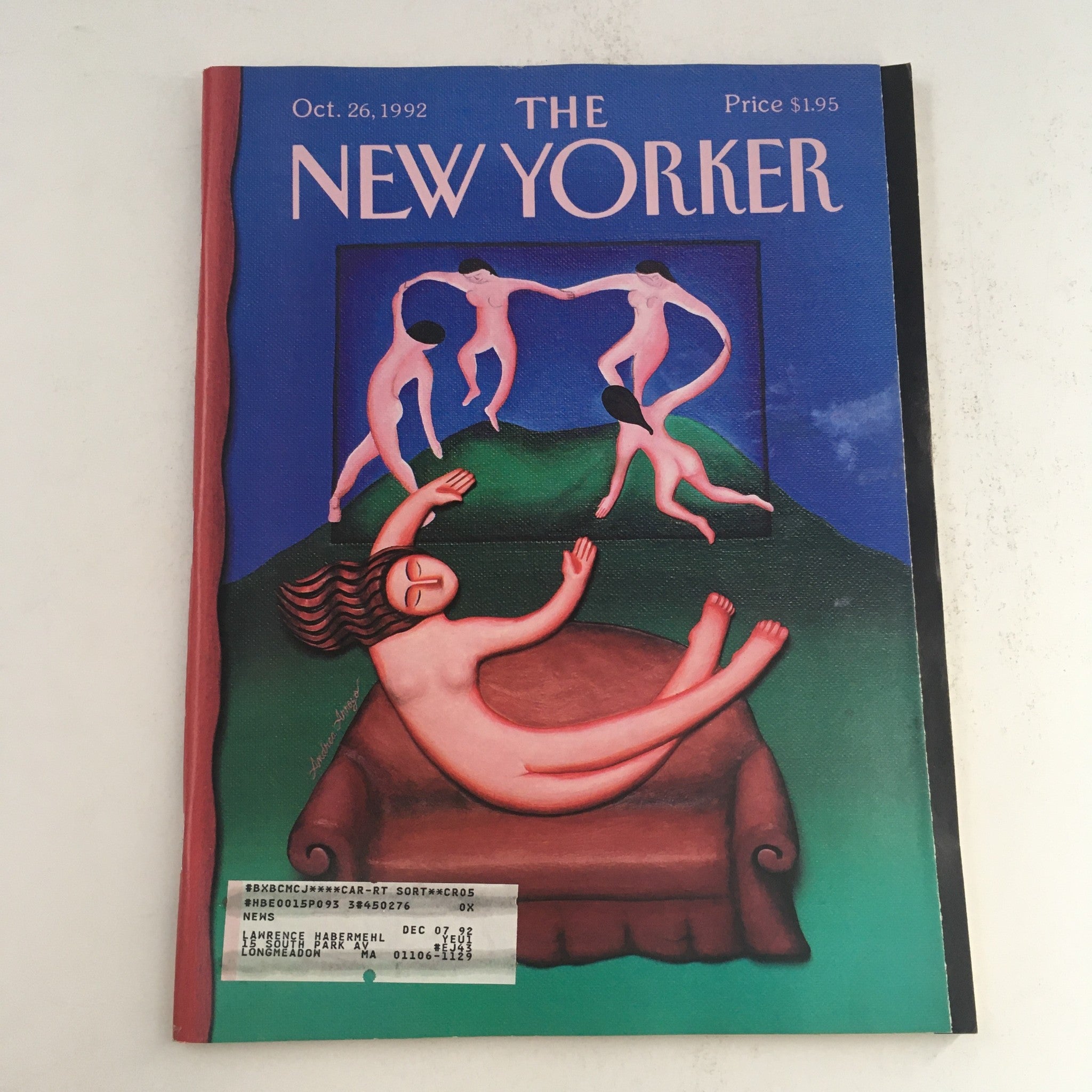 The New Yorker October 26 1992 Full Magazine Theme Cover by Andrea Arroyo VG