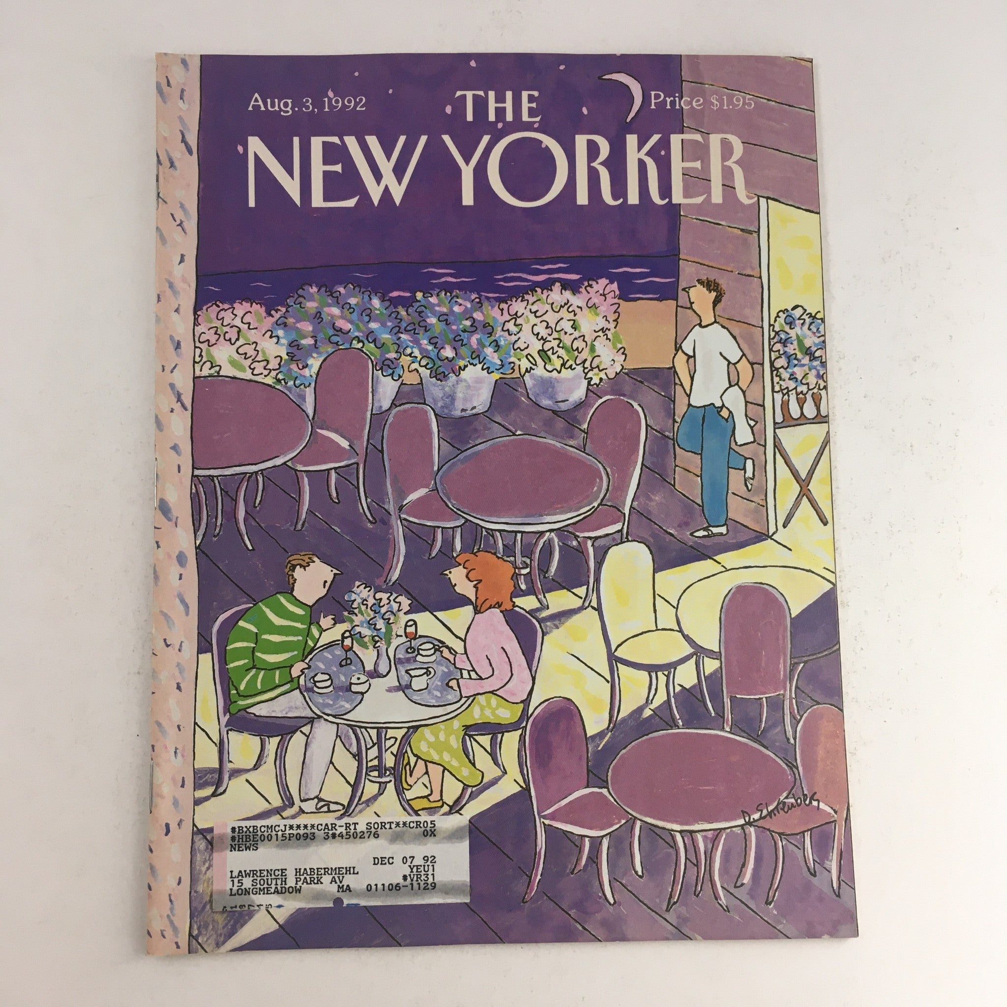 The New Yorker August 3 1992 Full Magazine Theme Cover by Devera Ehrenberg VG