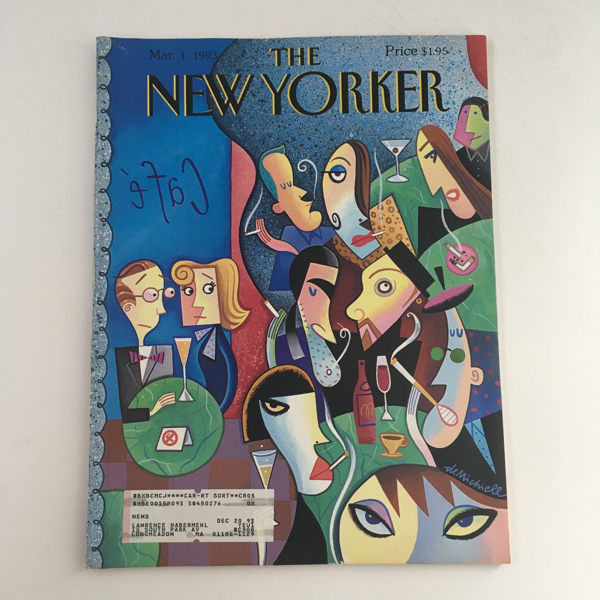 The New Yorker March 1 1993 Full Magazine Theme Cover by Robert deMichiell