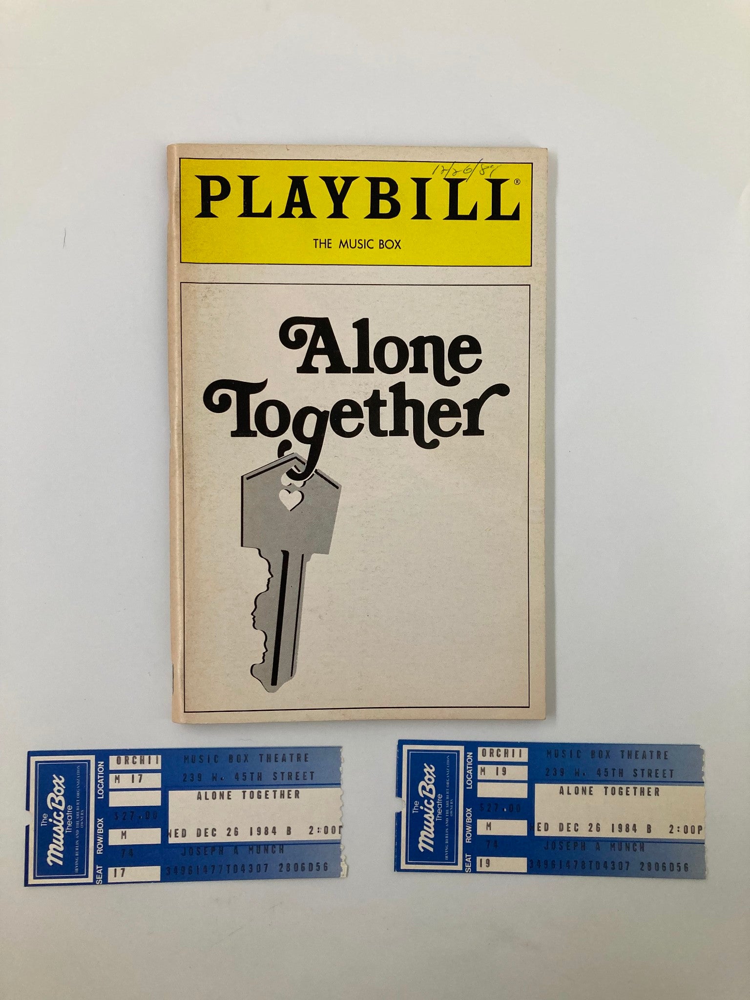 1984 Playbill The Music Box Alone Together Janis Paige, Kevin McCarthy