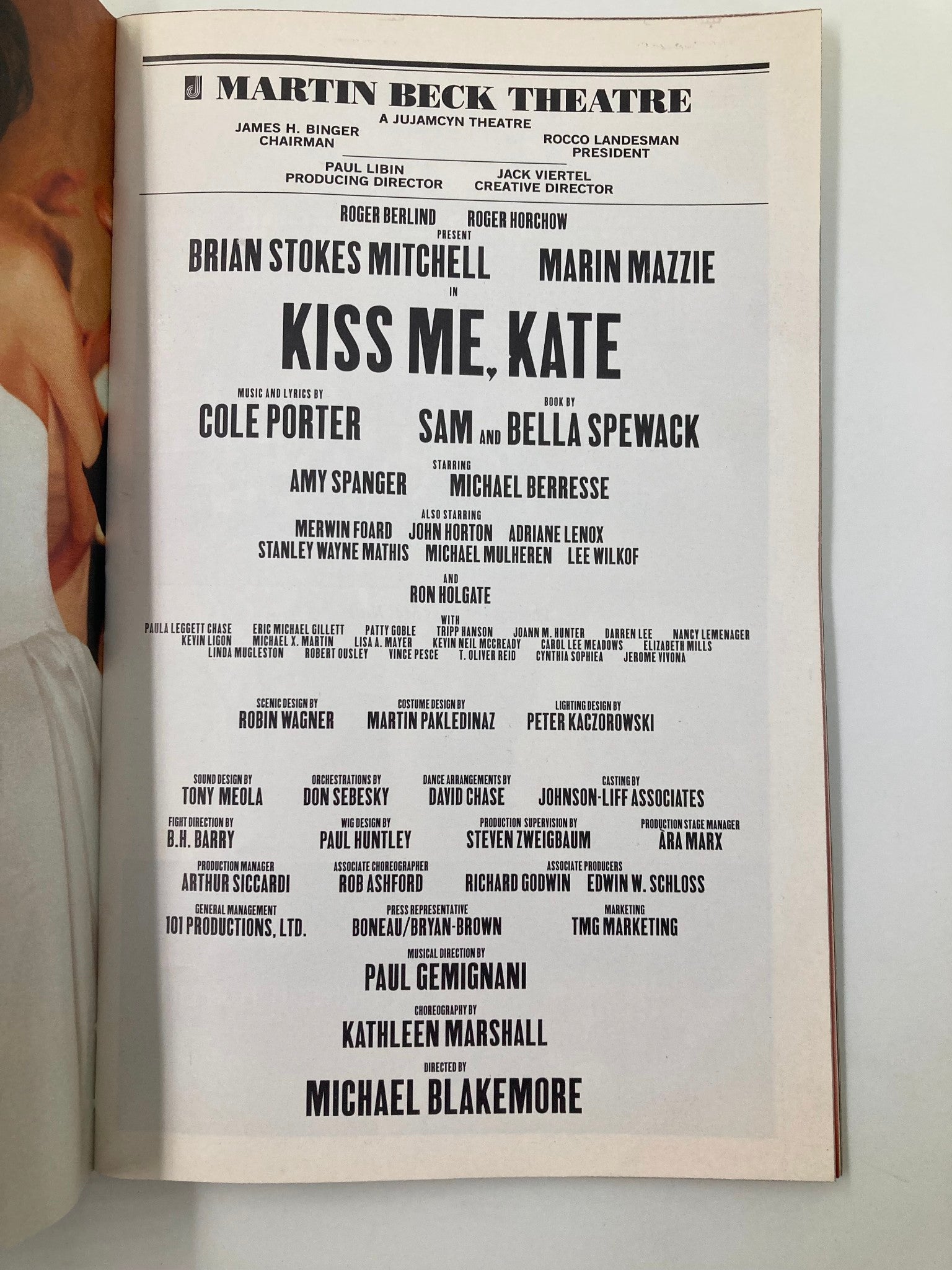 2000 Playbill Martin Beck Theatre Kiss Me, Kate Amy Spanger, Michael Berresse