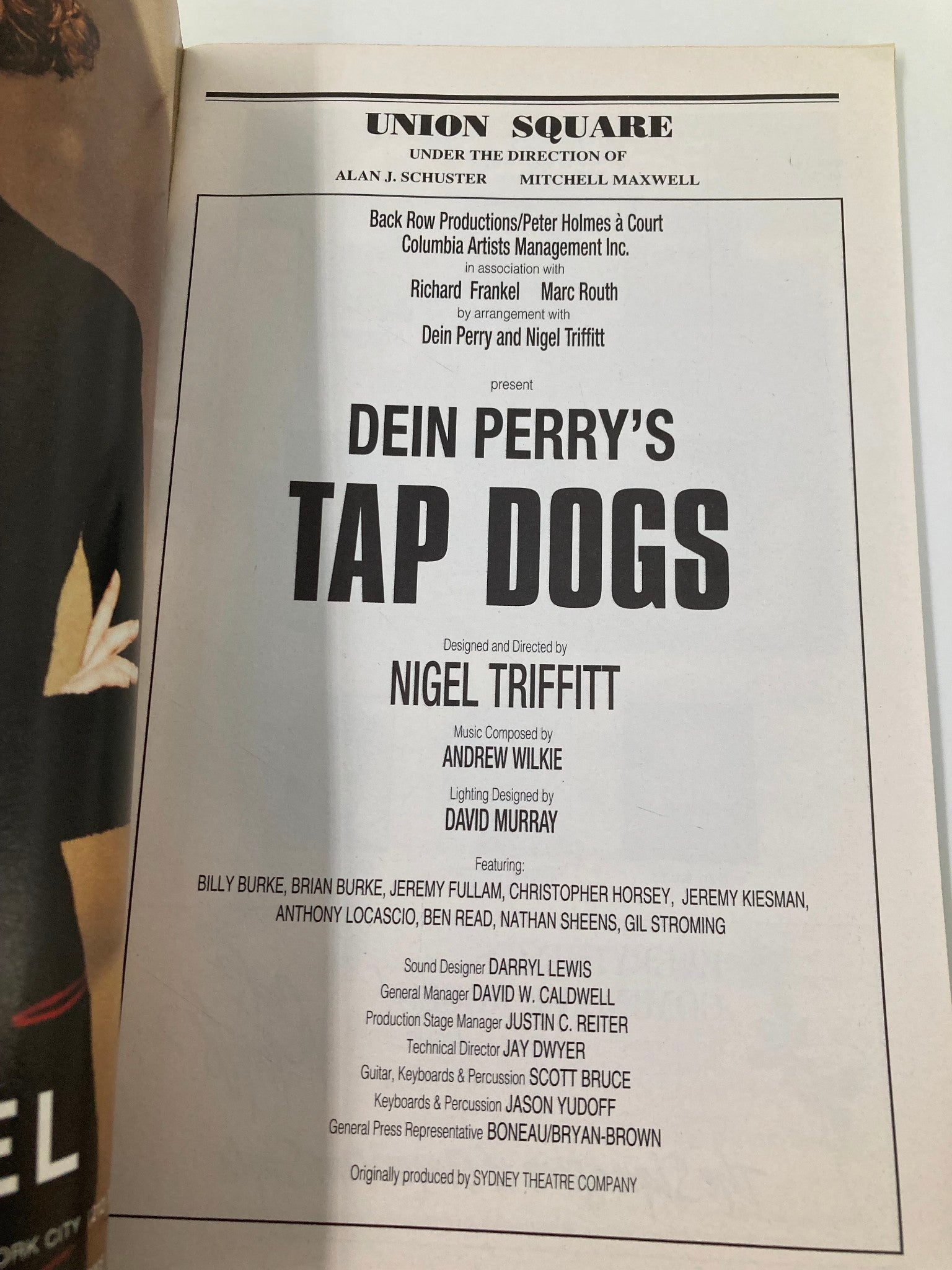 1997 Playbill Union Square Tap Dogs Billy Burke, Brian Burke, Jeremy Fullam