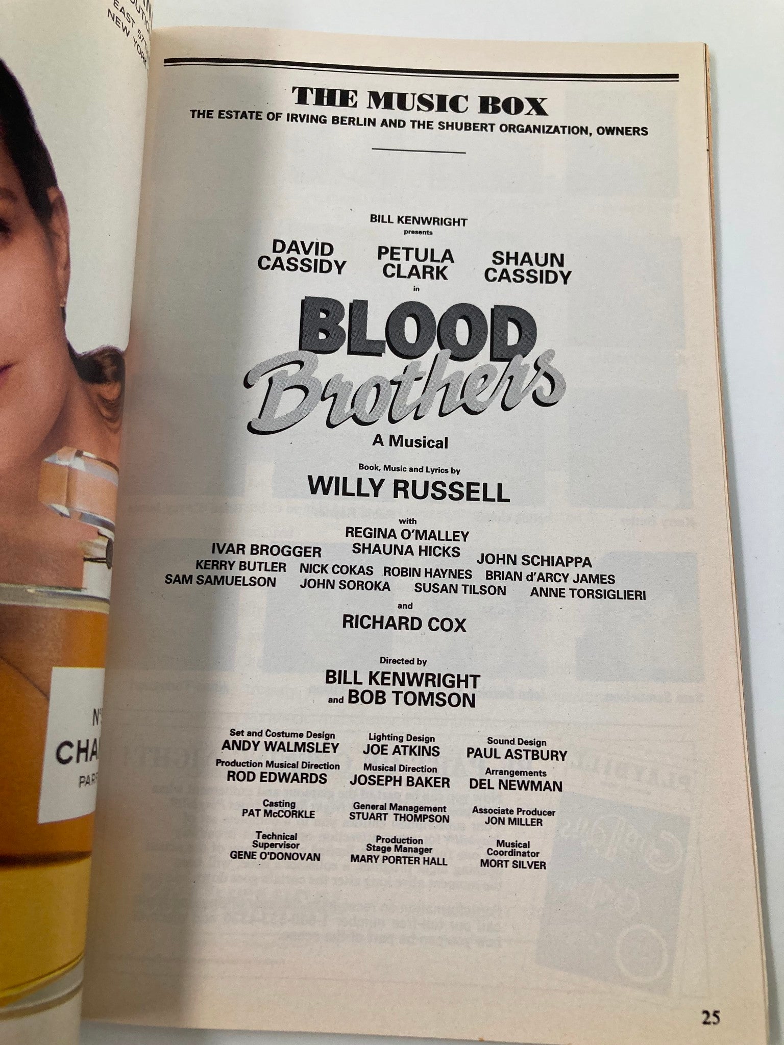 1993 Playbill The Music Box Blood Brothers David Cassidy, Shaun Cassidy