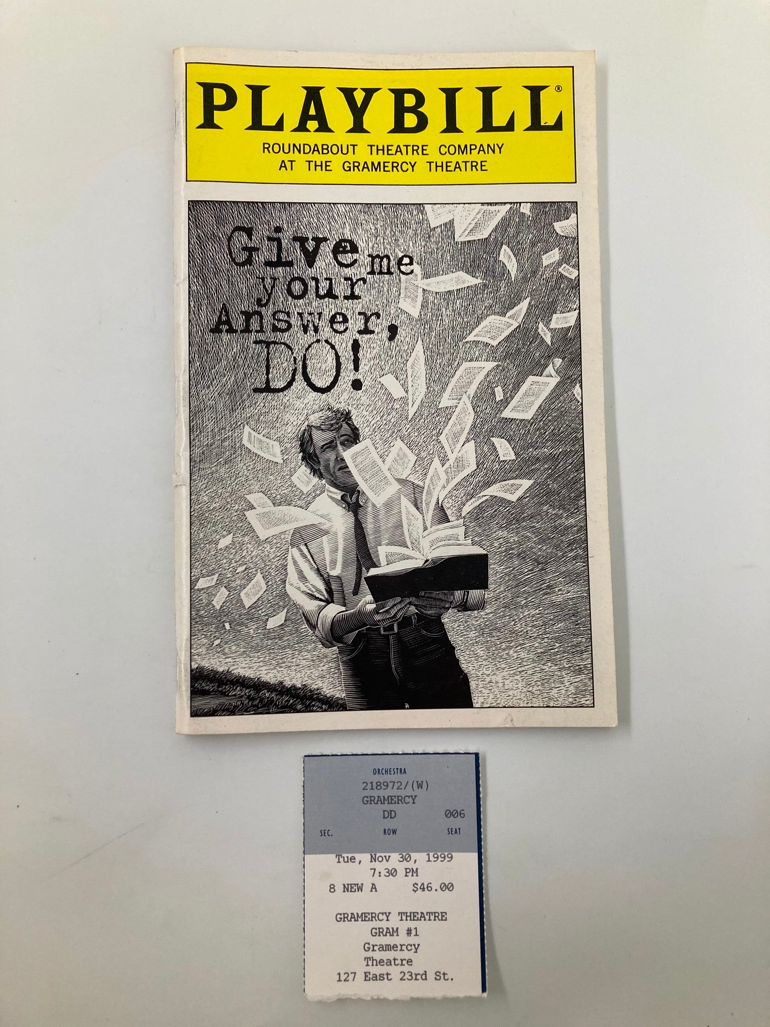 1999 Playbill Gramercy Theatre Give Me Your Answer, Do! Woodwyn Koons